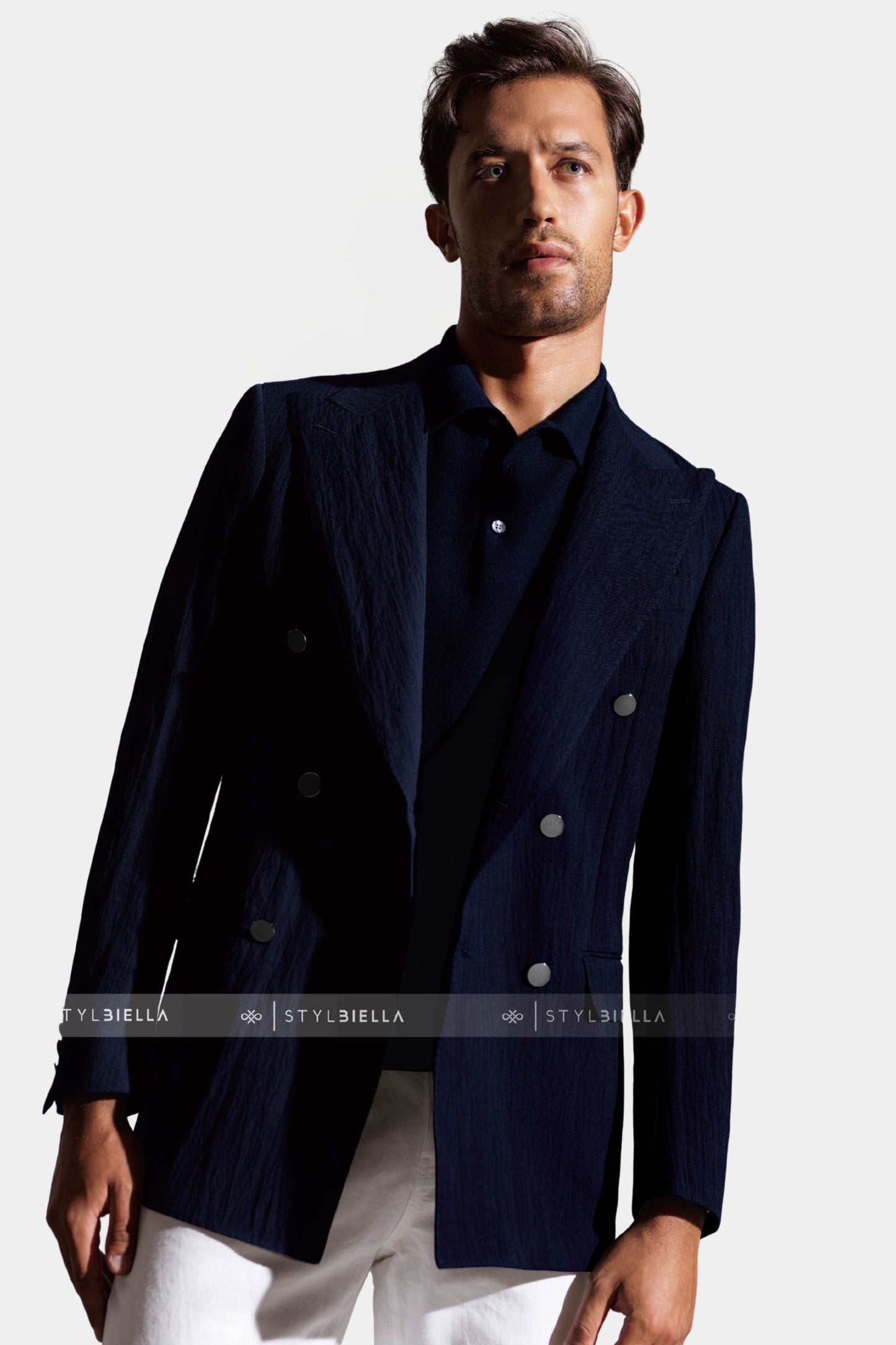 Double Breasted, Peak Lapel, Navy, Expedition, Stylbiella, Jacket Only