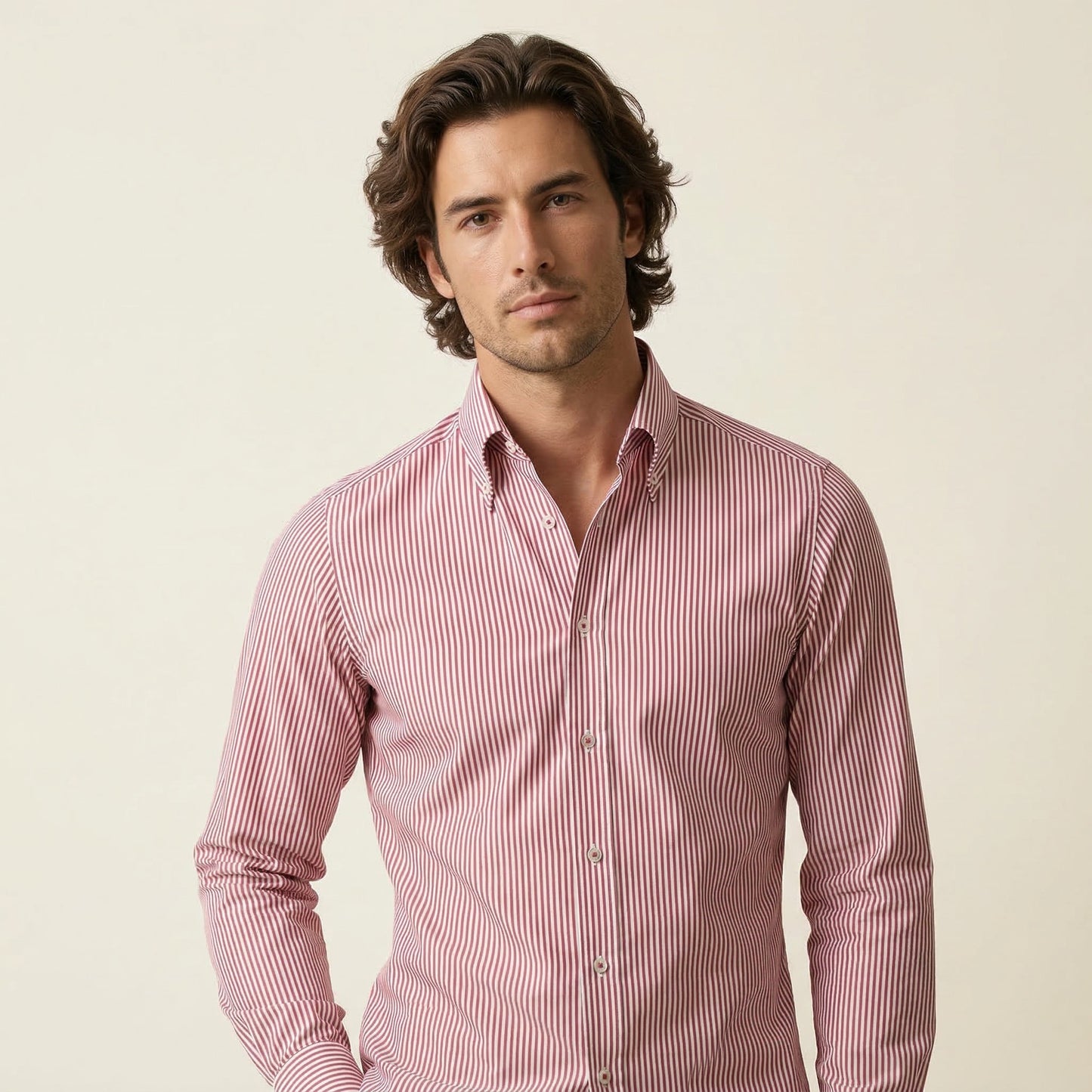 Shirt, Garnet White Stripes, Pure Cotton, Lagar
