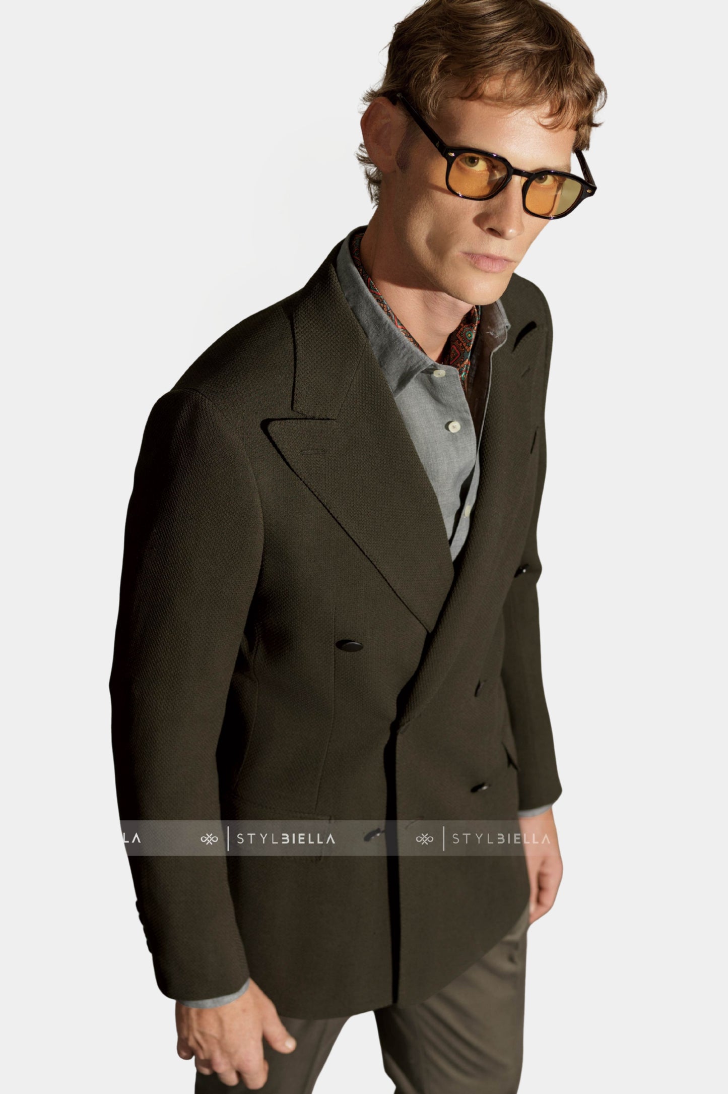 Double Breasted, Peak Lapel, Green, Expedition, Stylbiella, Jacket Only
