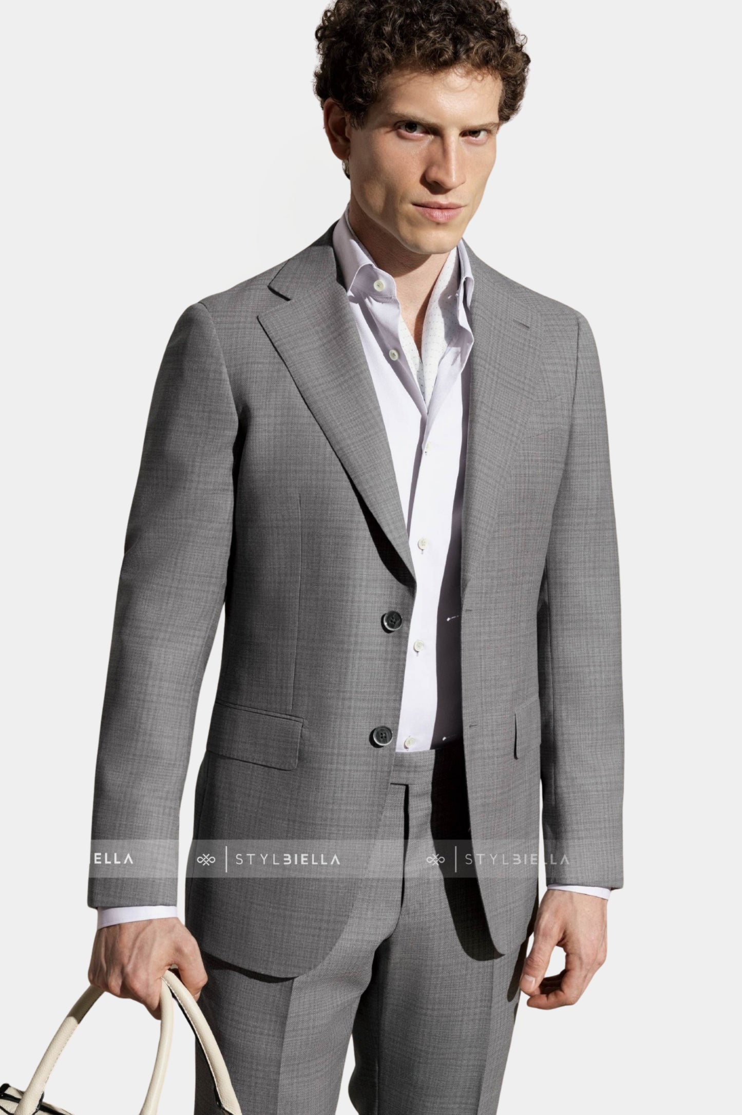 Notch Lapel, Light Grey Prince de Galles Suit
