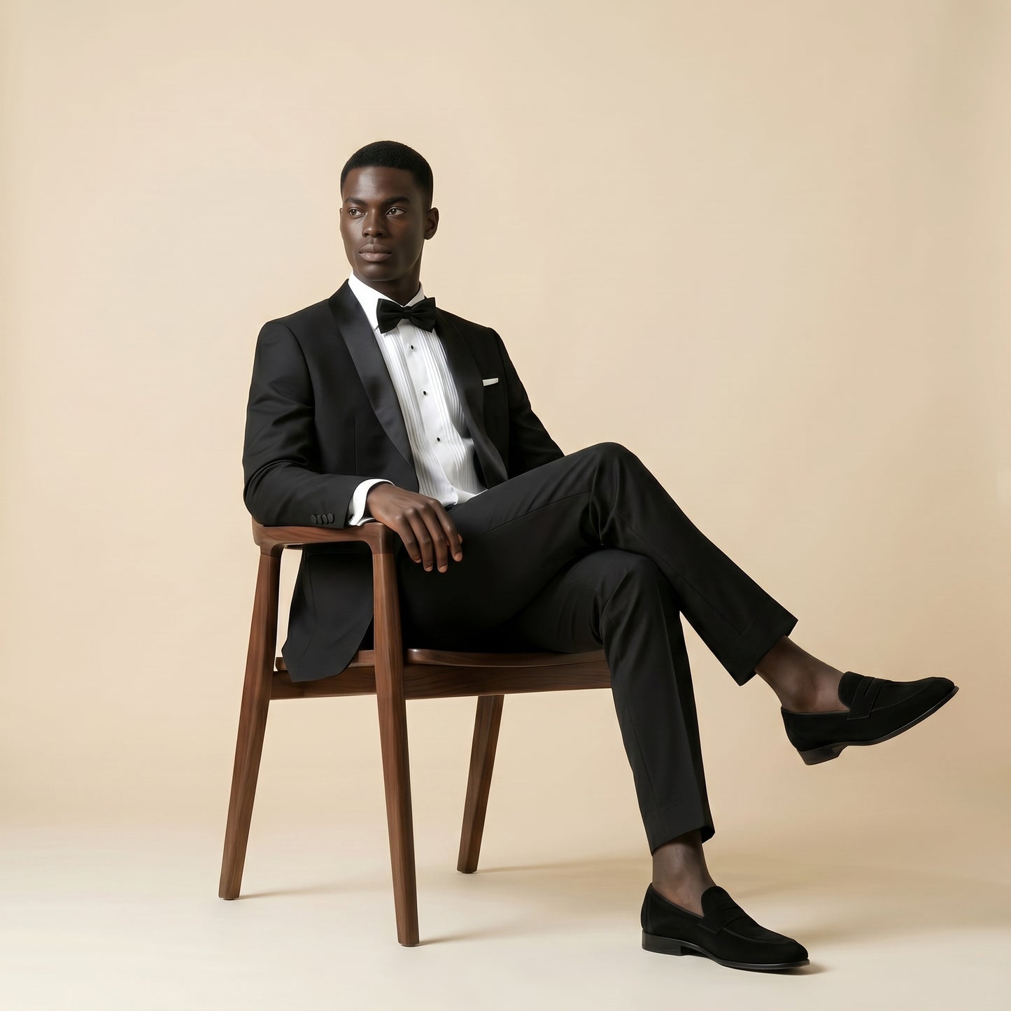 Shawl Satin Lapel, Black, Tuxedo 2 pcs, Wool & Silk, Zignone