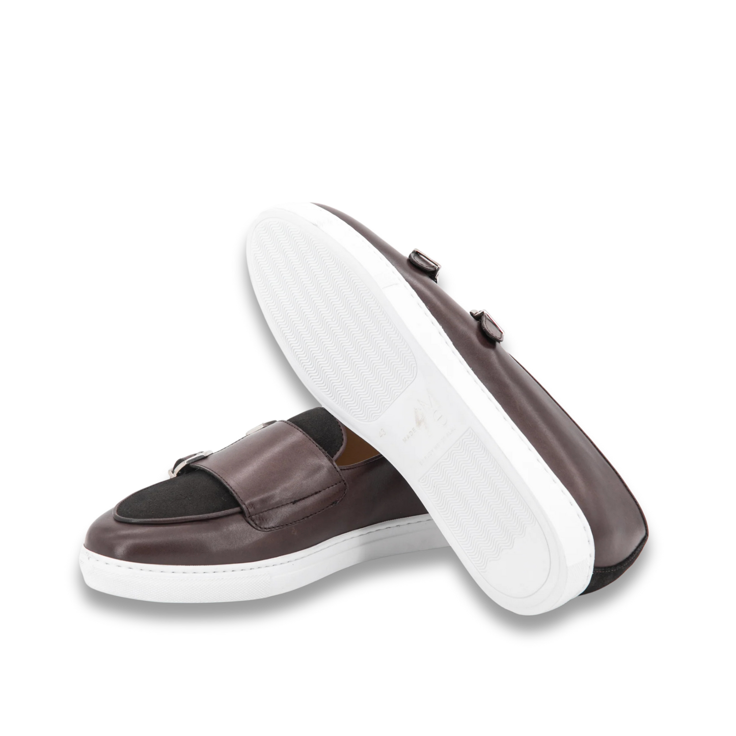 Leather Double Monk Belgian Low Sneakers │ Brown