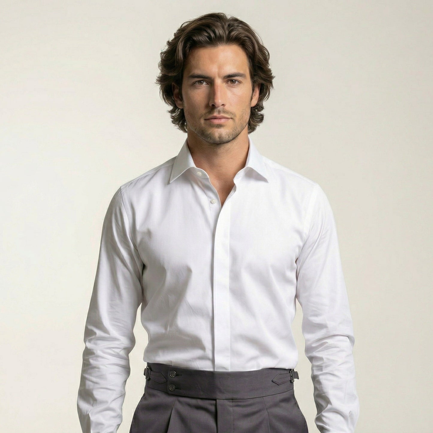 Shirt, White Poplin, Pure Cotton, Thomas Mason