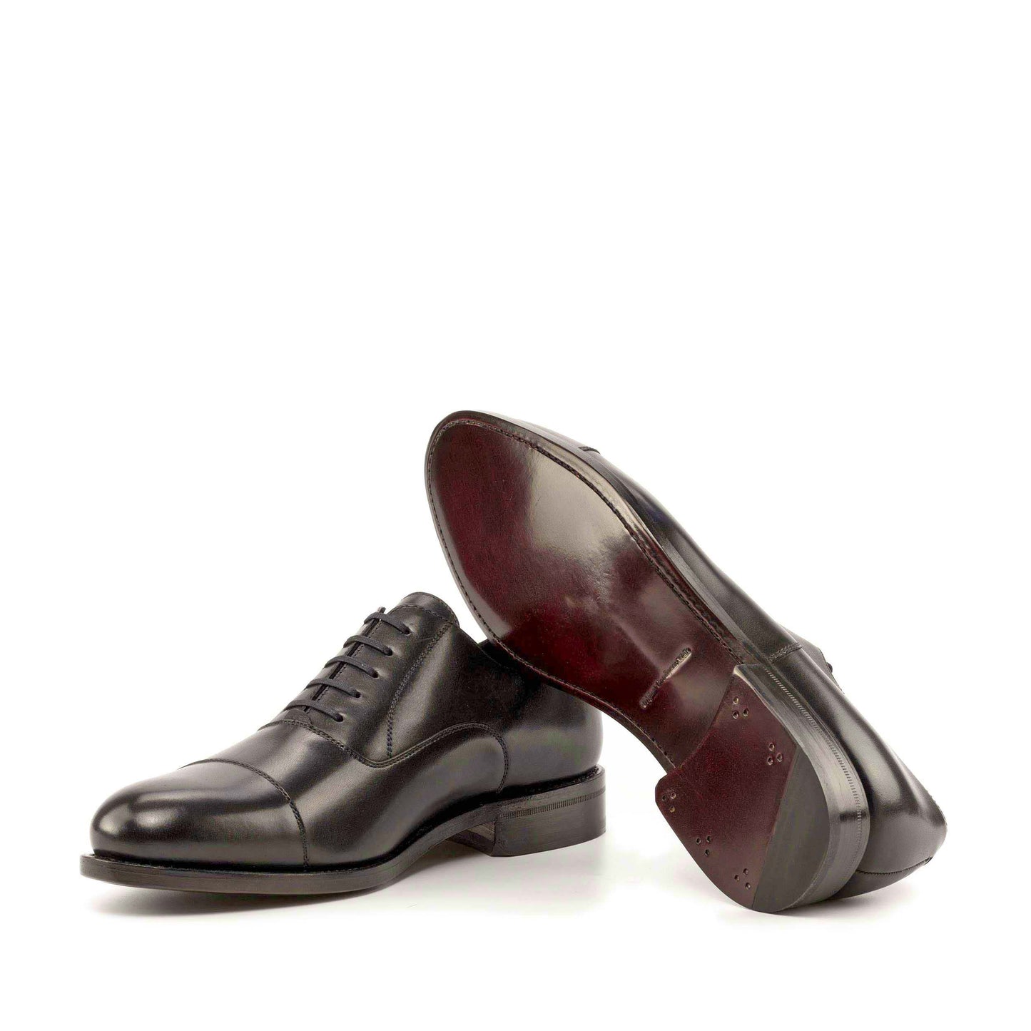 Leather Oxford Zurigo │ Black - Burgundy Soles