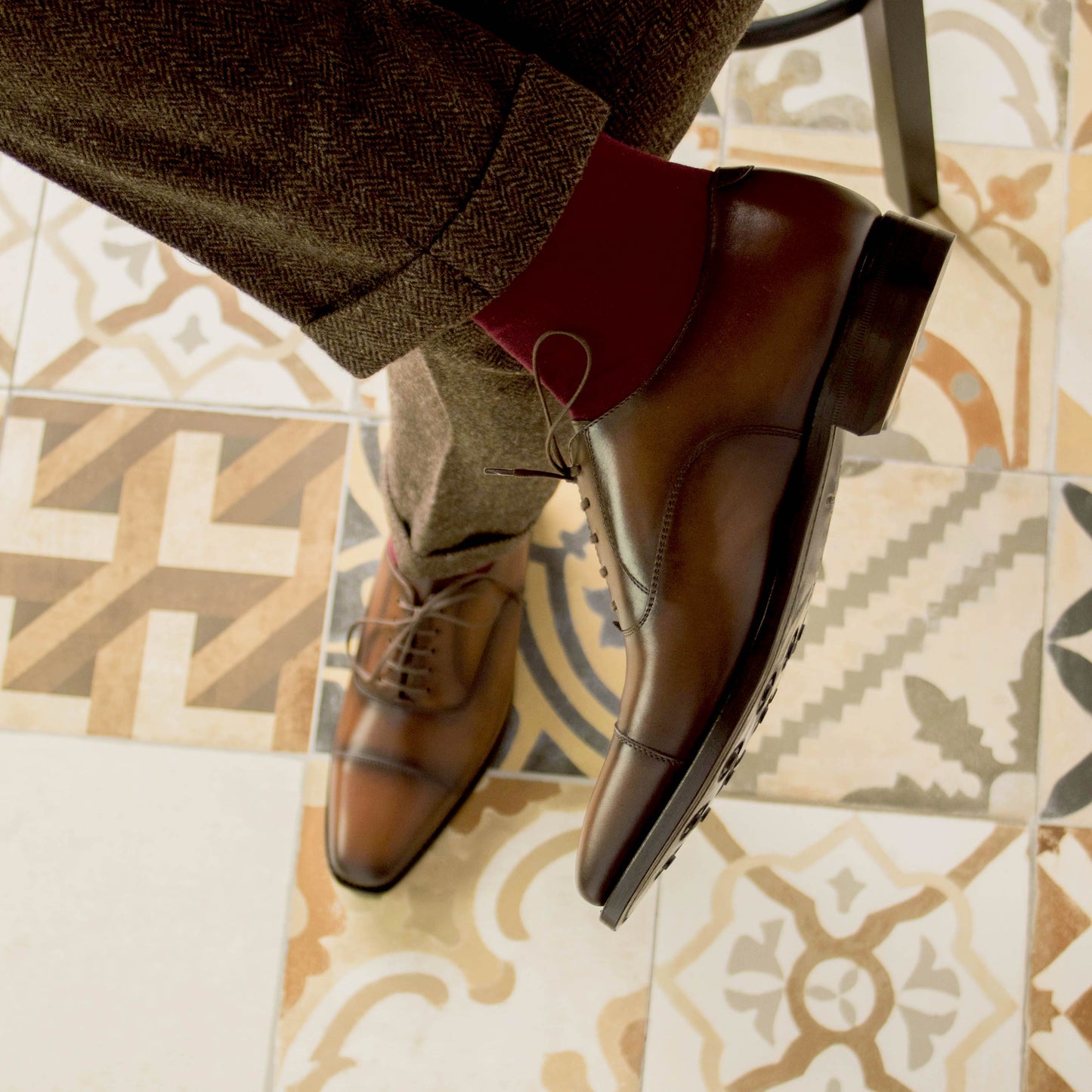 Leather Oxford Monti │ Med Brown Burn-Effect