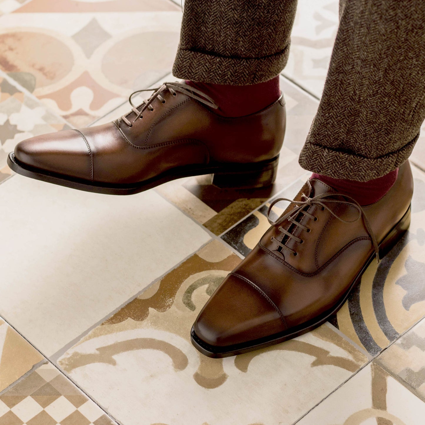 Leather Oxford Monti │ Med Brown Burn-Effect