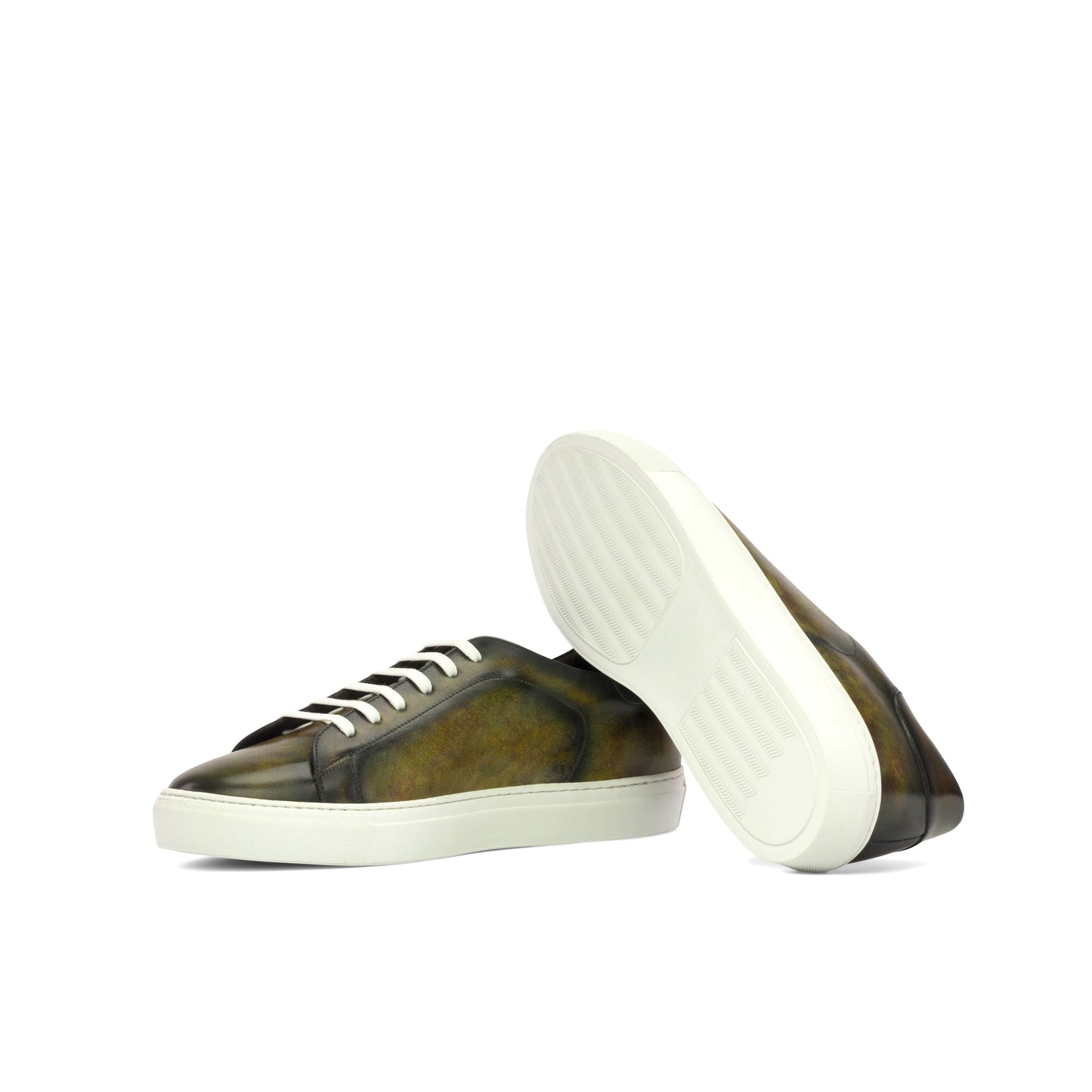 Leather Trainer │ Green Marble Patina