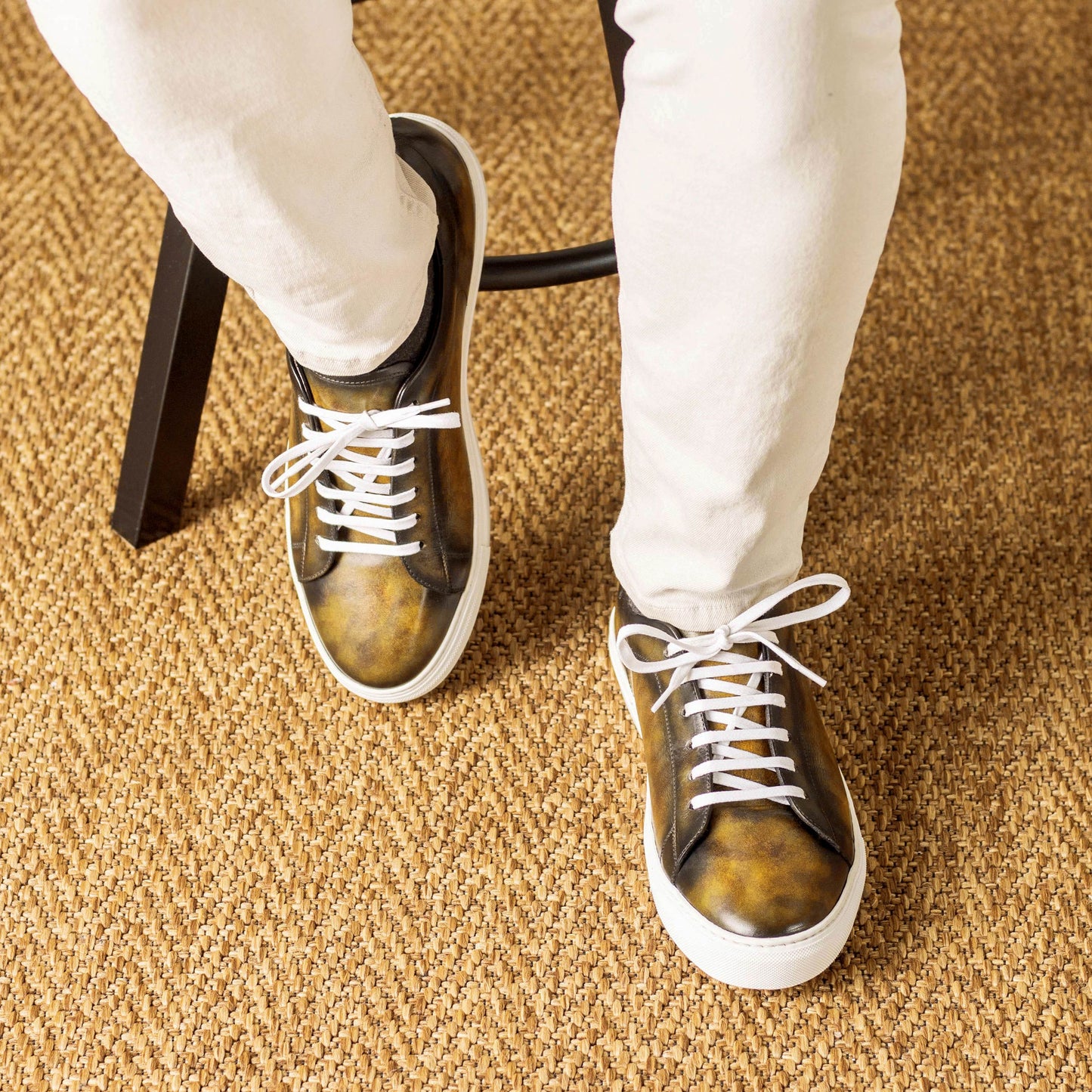 Leather Trainer │ Green Marble Patina
