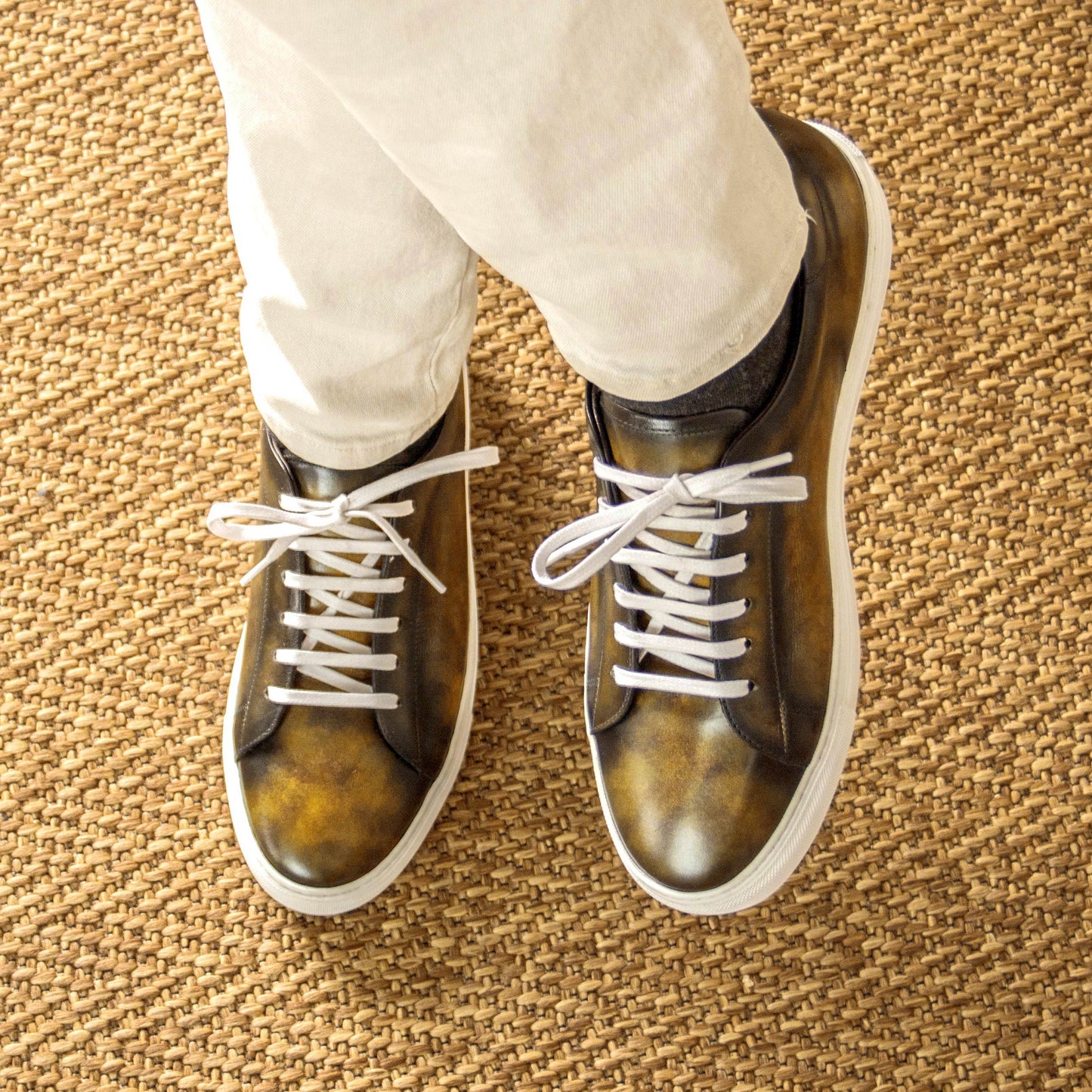 Leather Trainer │ Green Marble Patina