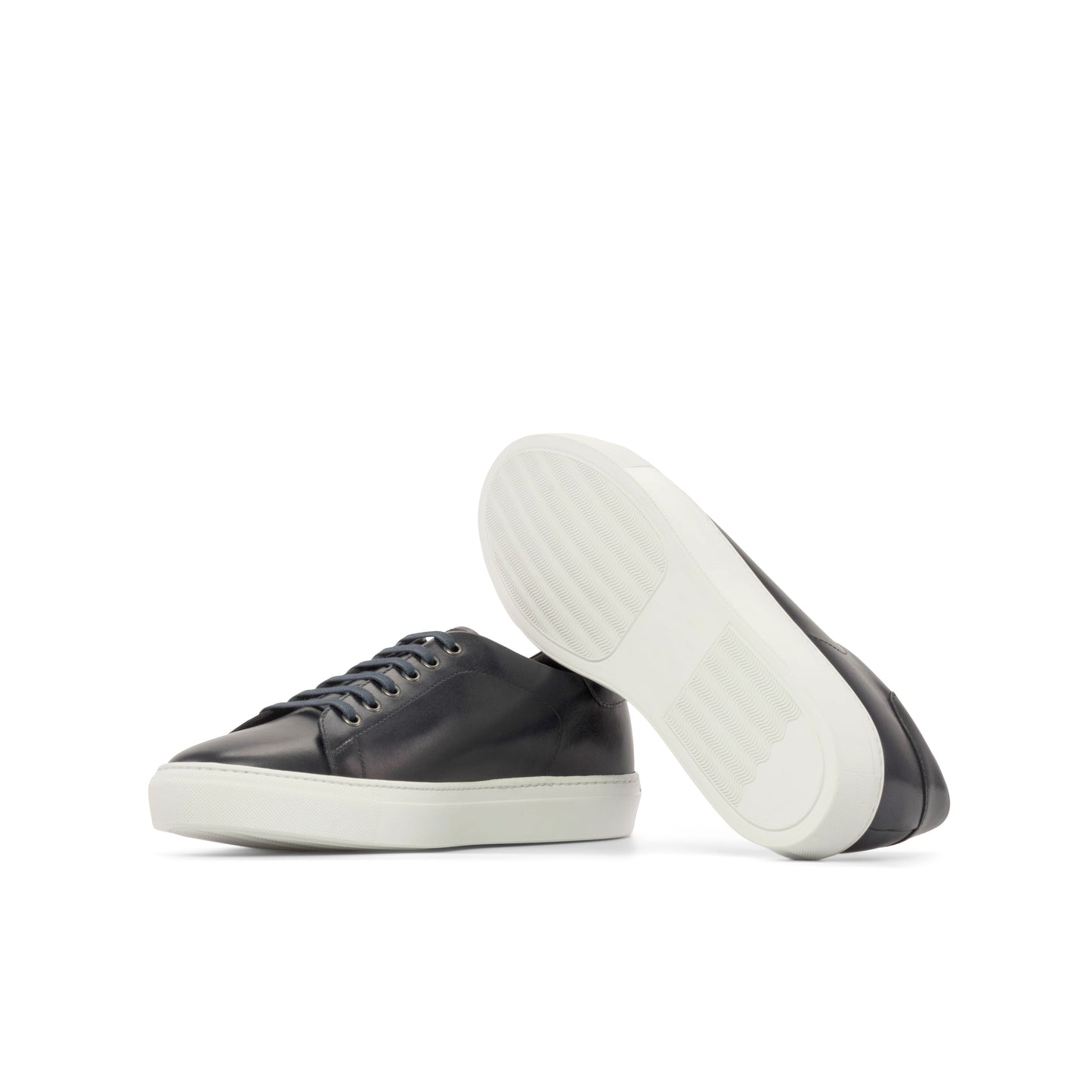 Leather Trainer │ Navy White Rubber Sole