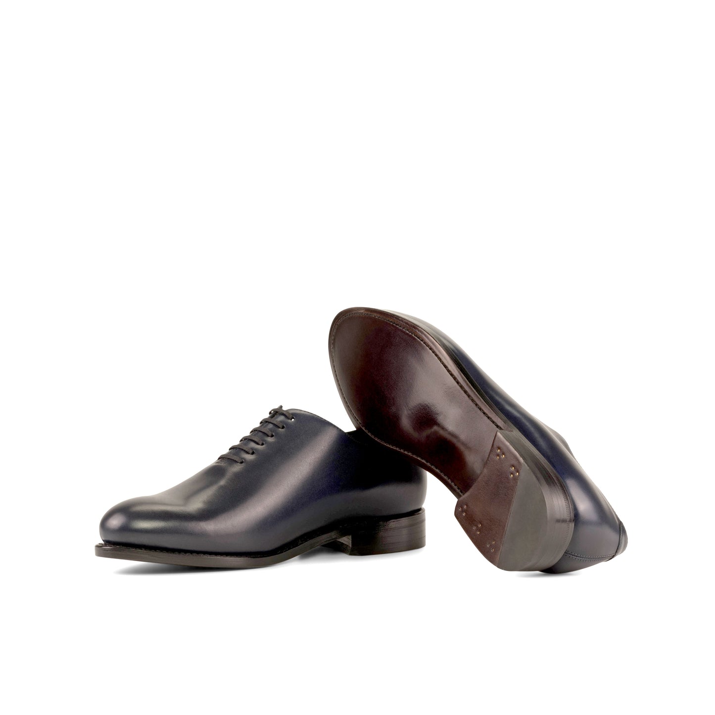 Leather Whole Cut Zurigo │ Navy - Brown Soles