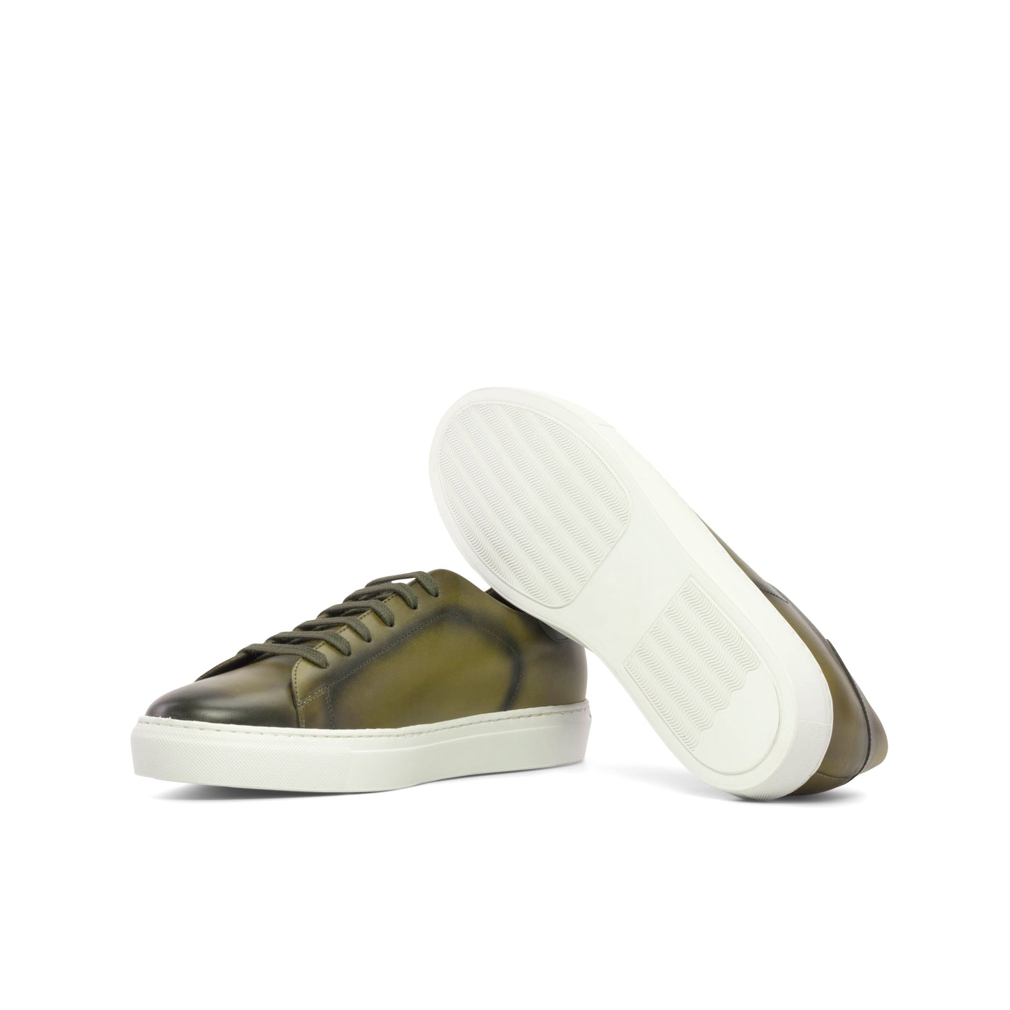 Leather Trainer │ Olive Painted Calf