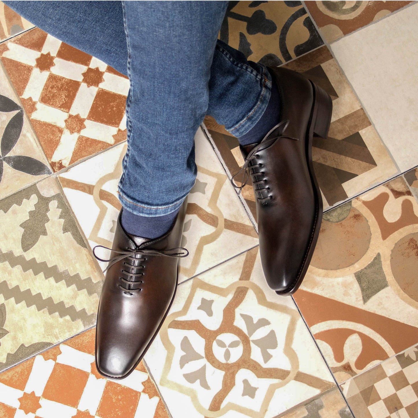 Leather Whole Cut Savile │ Dark Brown - Higher Heels