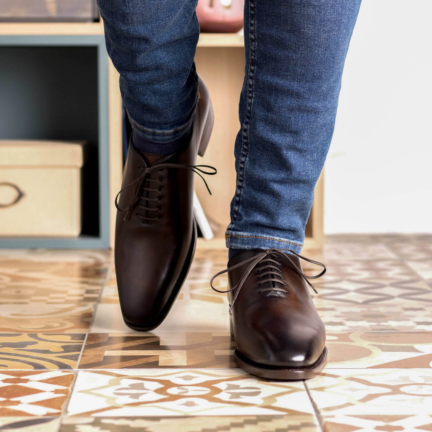 Leather Whole Cut Savile │ Dark Brown - Higher Heels
