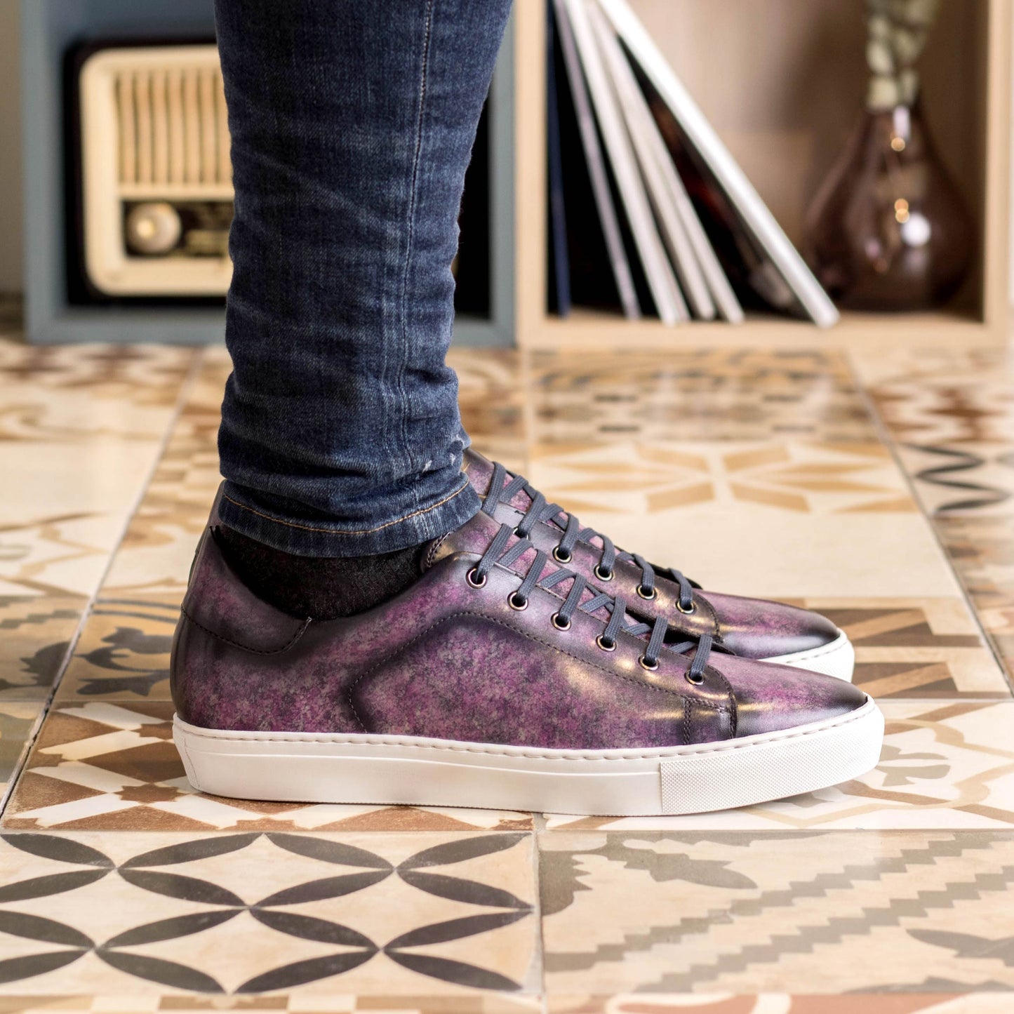 Leather Trainer │ Purple Patina