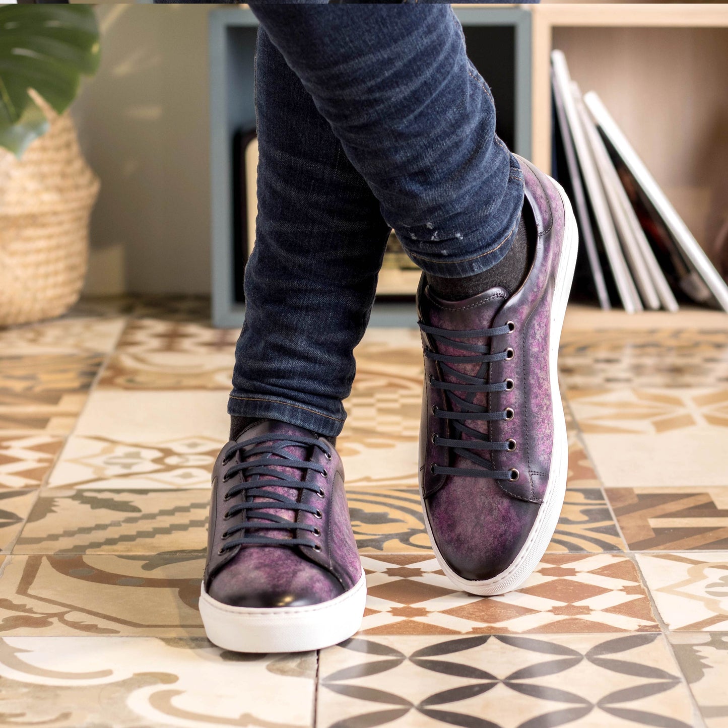 Leather Trainer │ Purple Patina