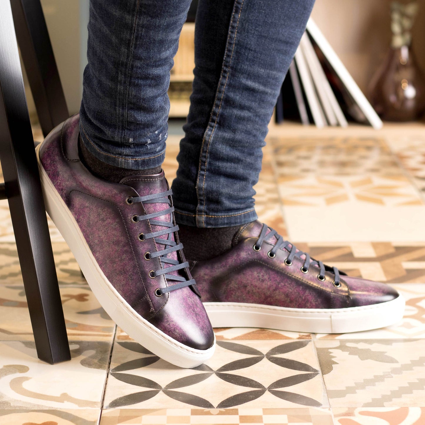 Leather Trainer │ Purple Patina