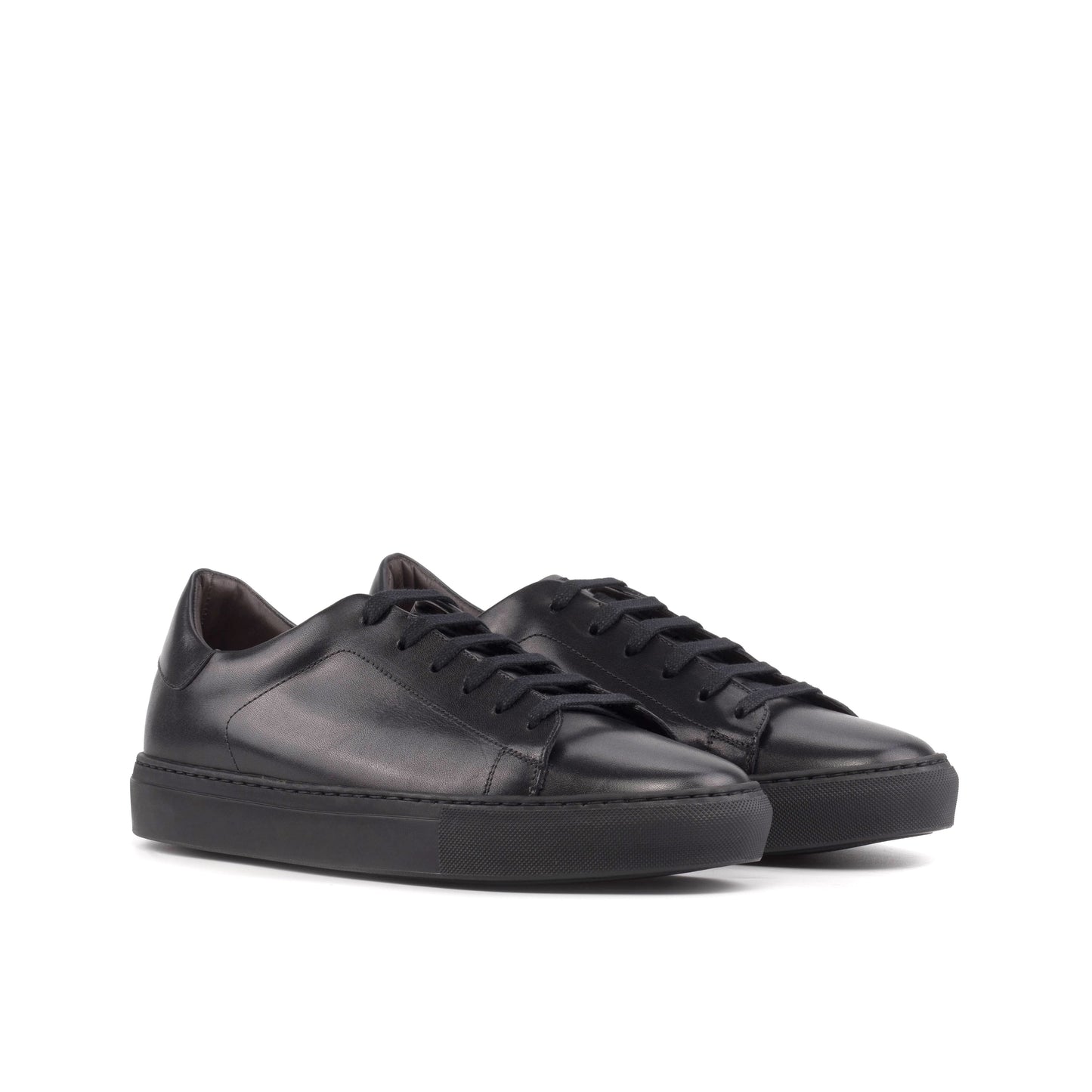 Leather Trainer │ Black Painted Calf - Black Sole
