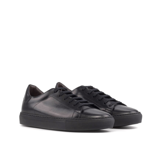 Leather Trainer │ Black Painted Calf - Black Sole
