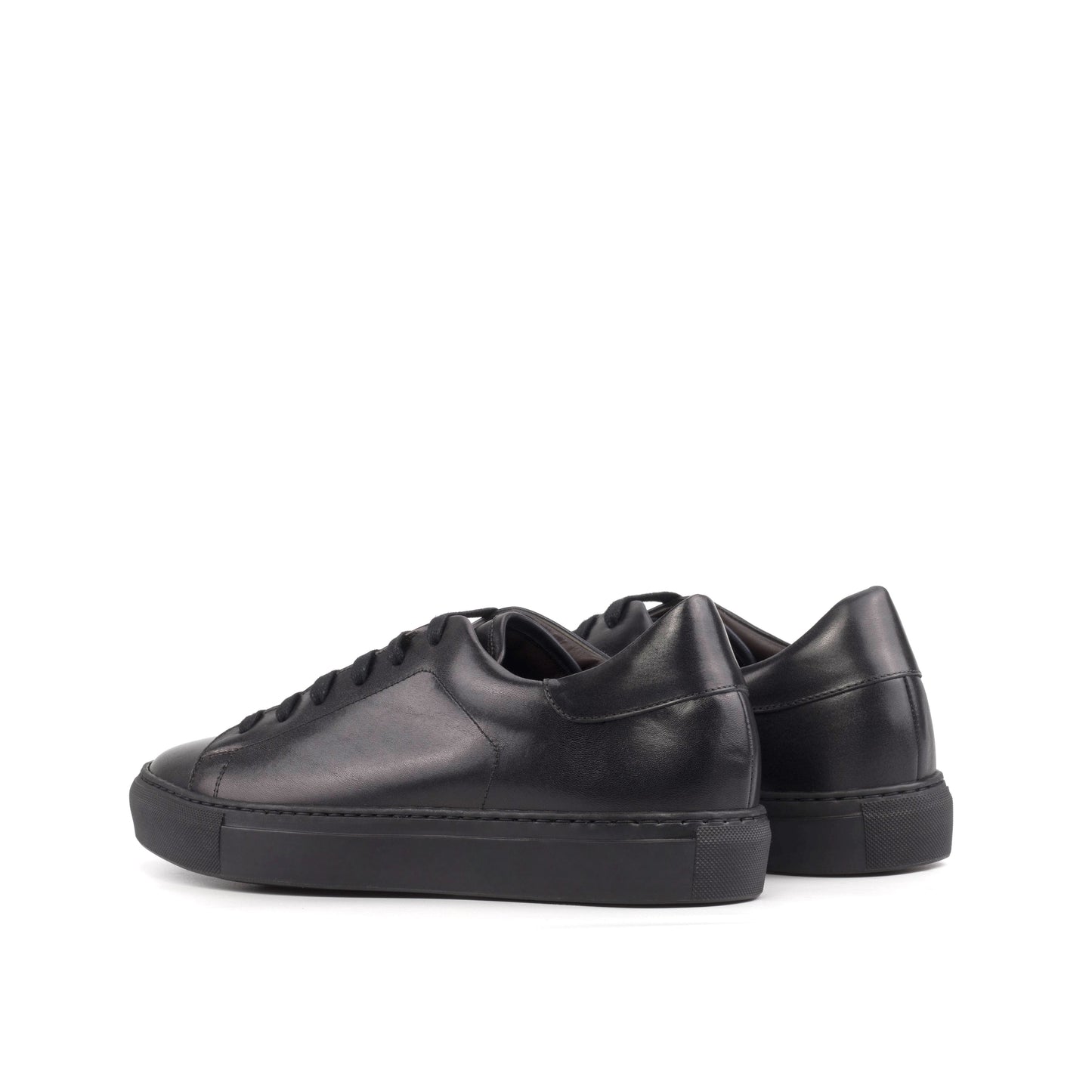 Leather Trainer │ Black Painted Calf - Black Sole