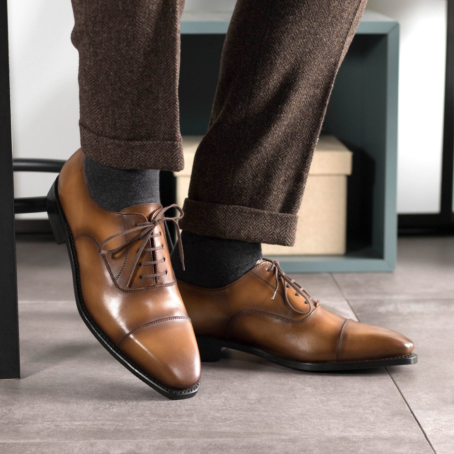 Leather Oxford Savile │ Camel Burn-Effect