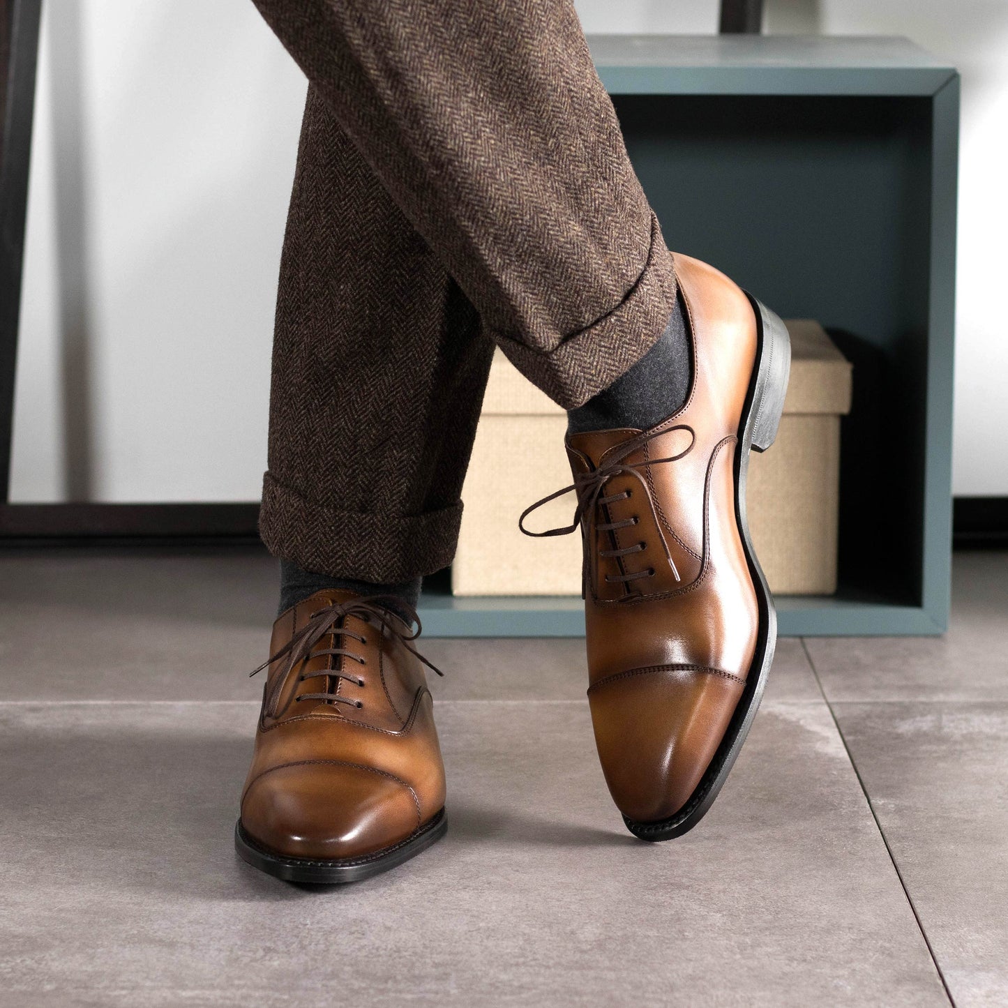 Leather Oxford Savile │ Camel Burn-Effect