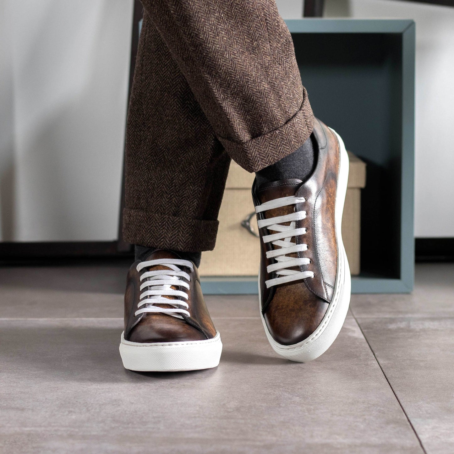 Leather Trainer │ Brown Patina