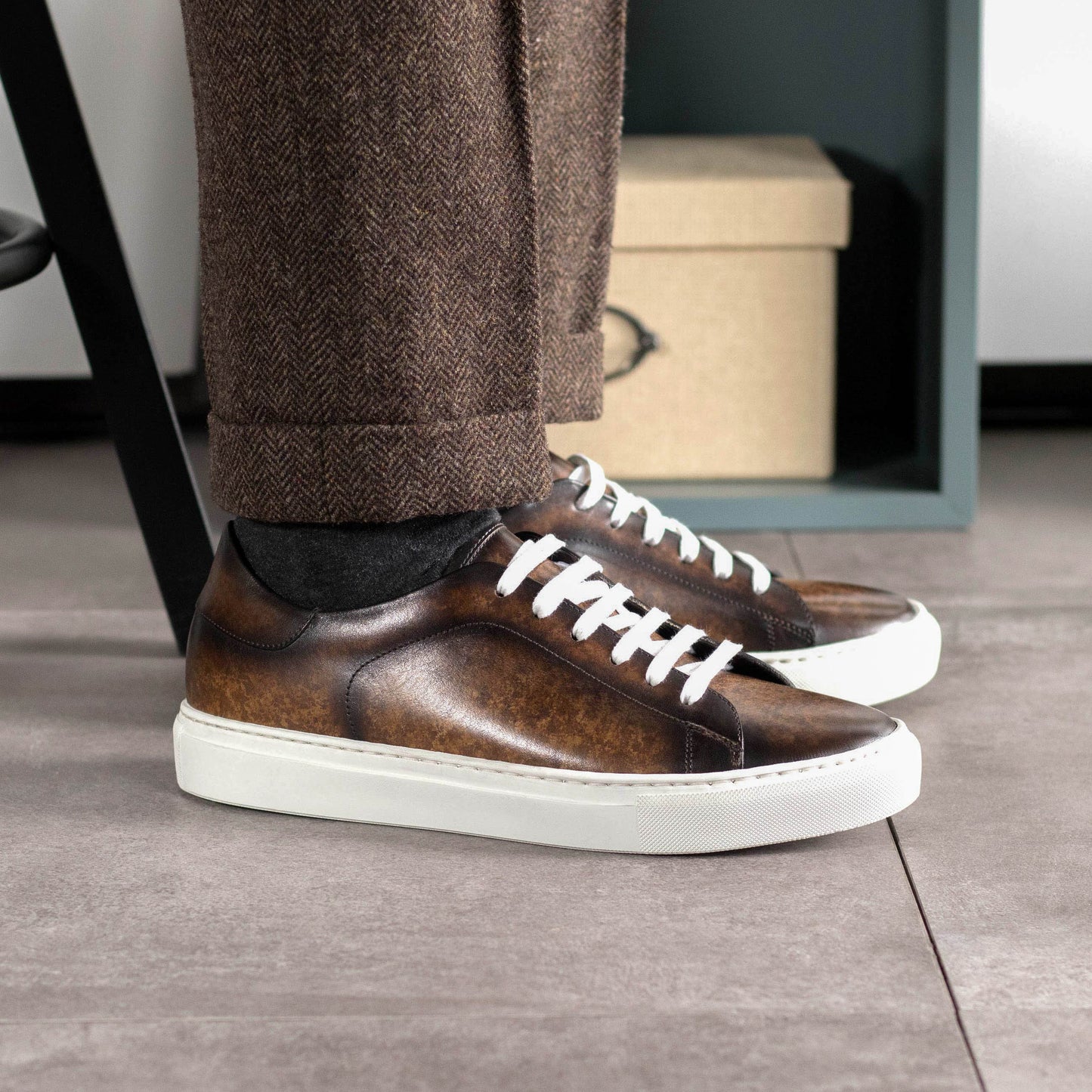 Leather Trainer │ Brown Patina