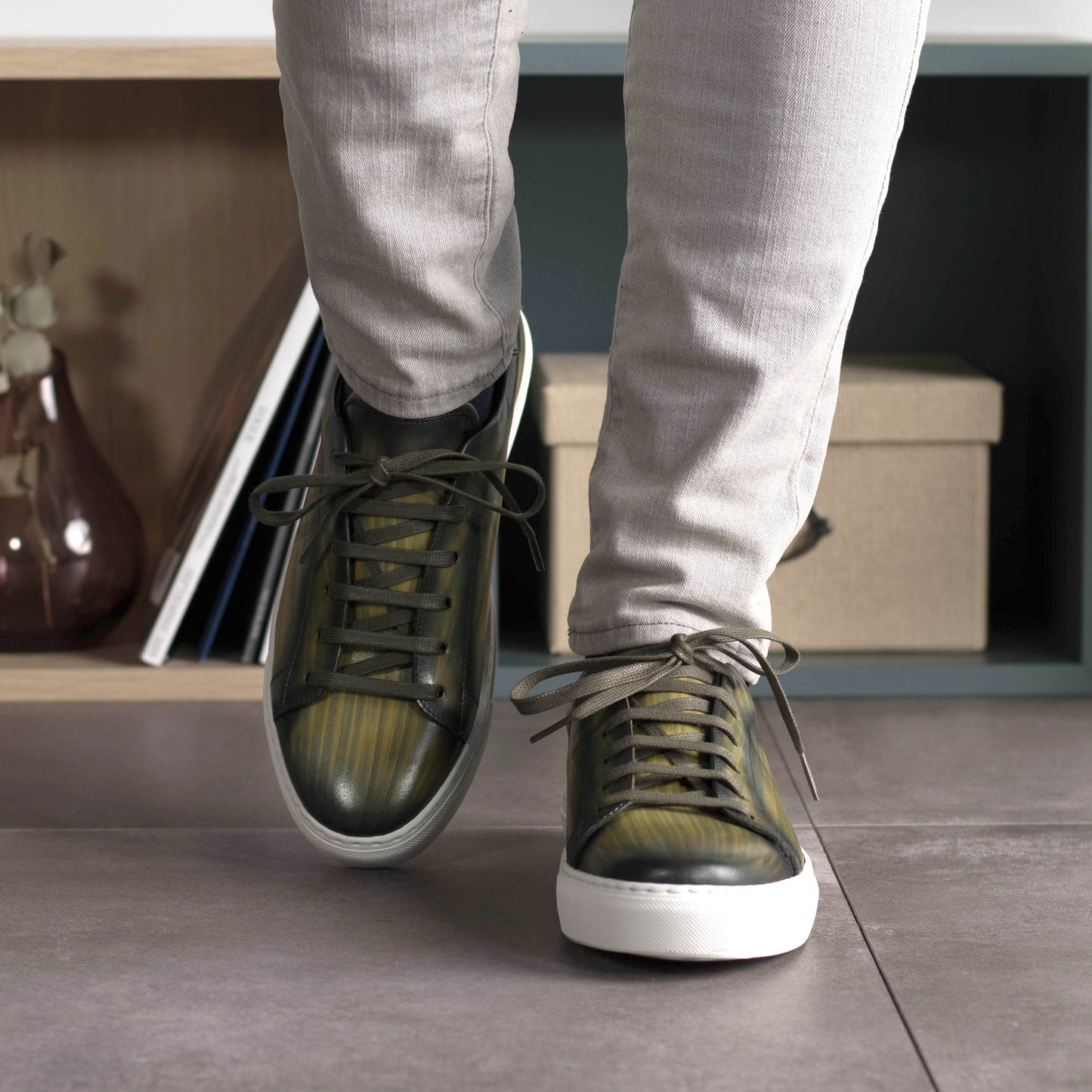 Leather Trainer │ Khaki Patina