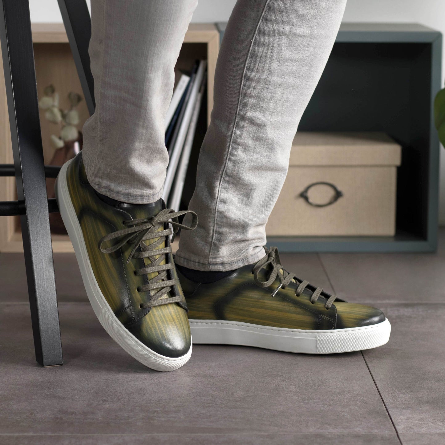 Leather Trainer │ Khaki Patina