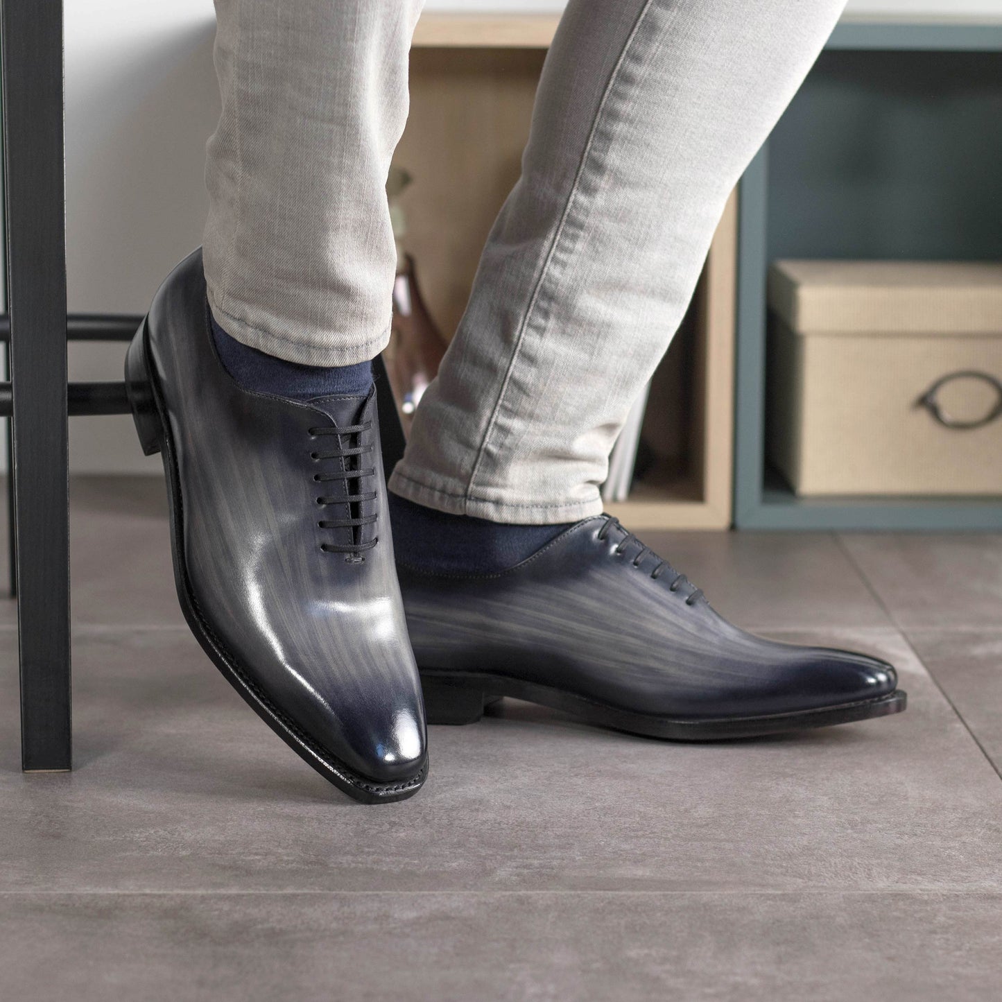 Leather Whole Cut Monti │ Grey Patina
