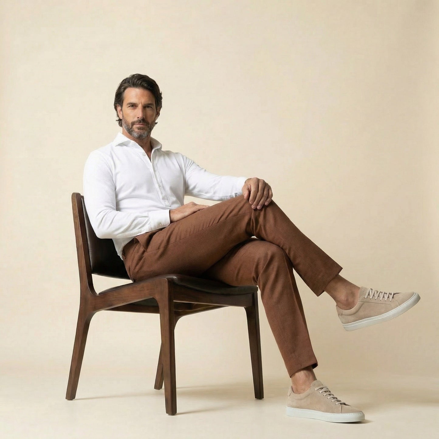 Trouser, Jog Pant, Brown, Cotton & Elastane, Duca Visconti