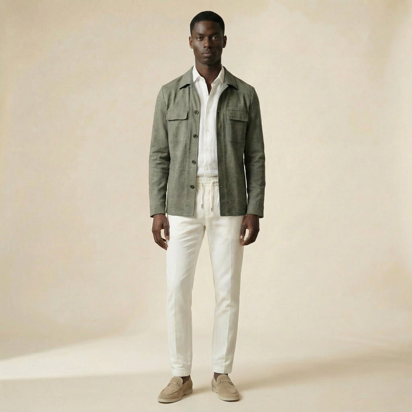 Work Jacket, Green melange, Wool, Coton & Silk, Drapers