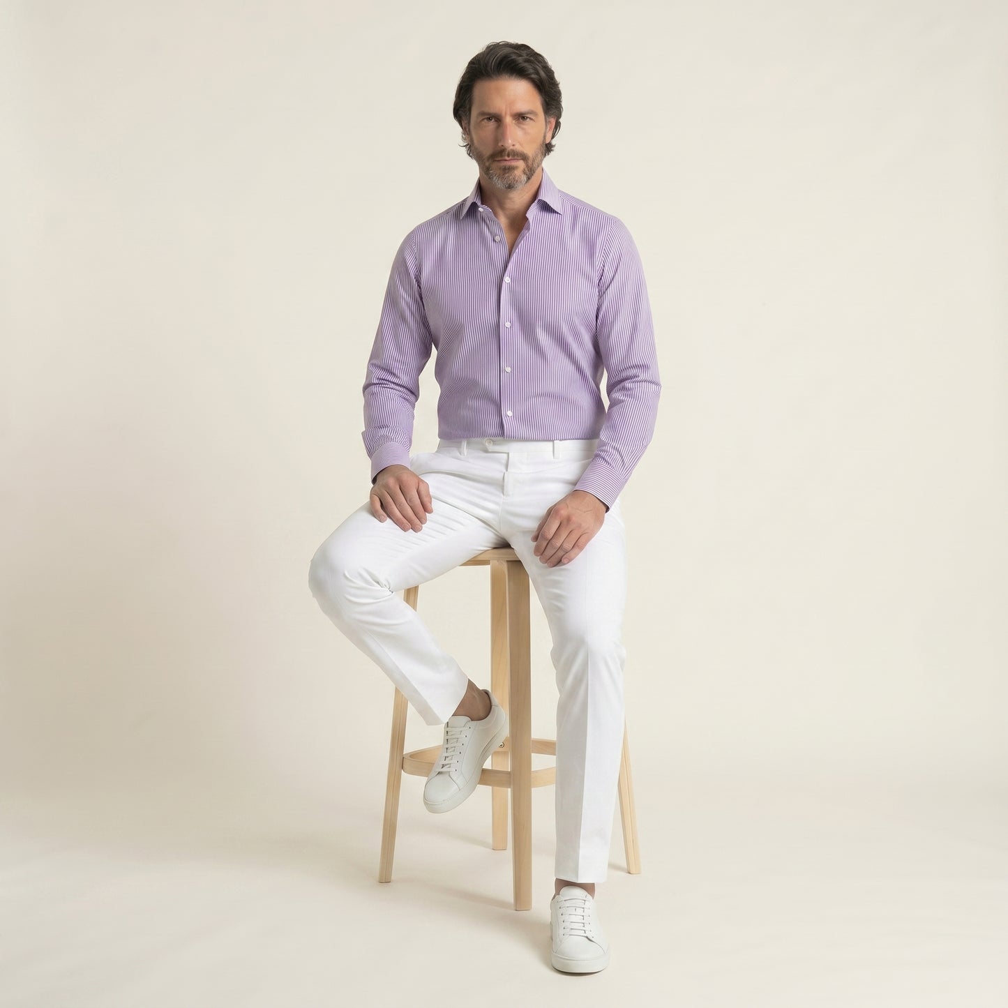 Shirt, Purple Stripes, Pure Cotton, Albini