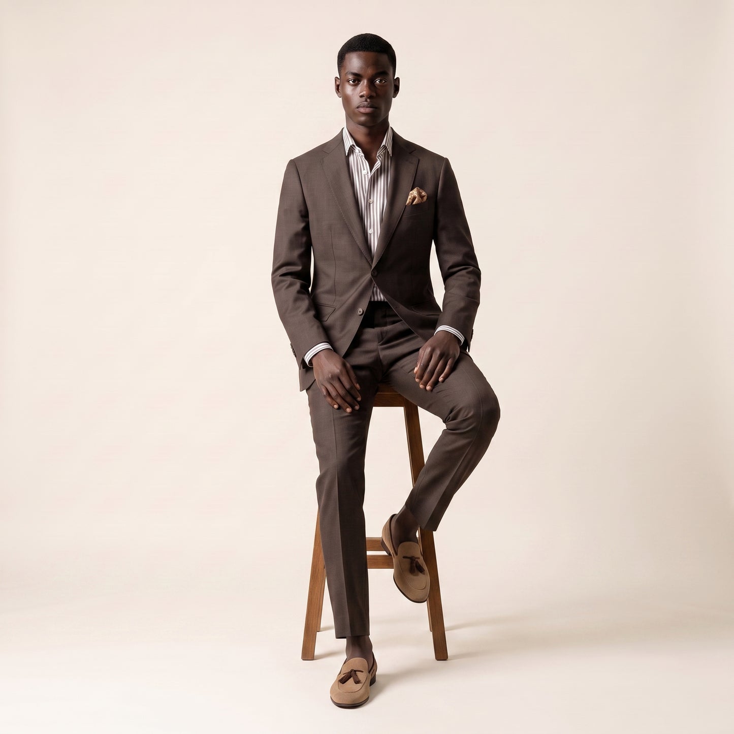 Peak Lapel, Brown, 2 pcs Suit, Pure Wool Super 110's, Reda