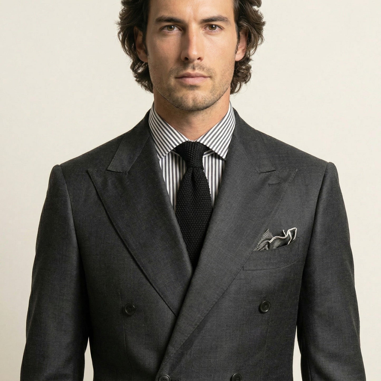 Double Breasted 6 on 2, 2 pcs Suit, Grey, Pure Wool, Zignone