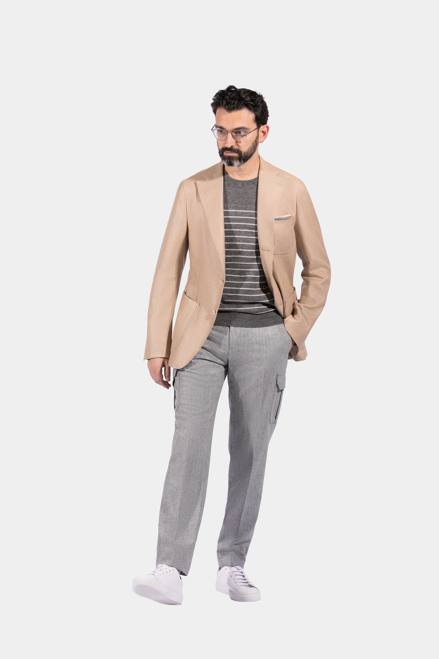 Notch Lapel, Patch Pockets, Sand, Jacket Only