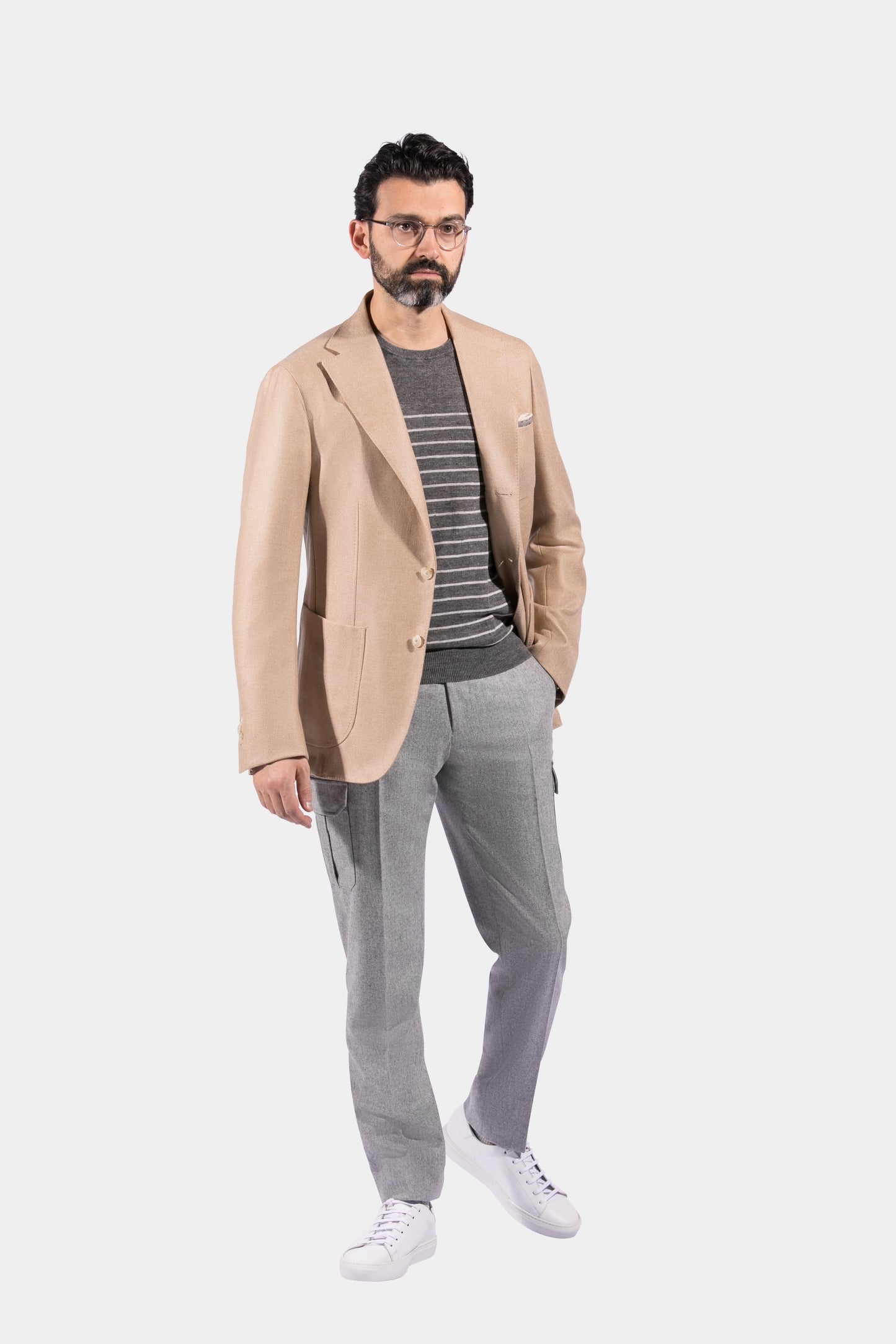 Notch Lapel, Patch Pockets, Sand, Jacket Only