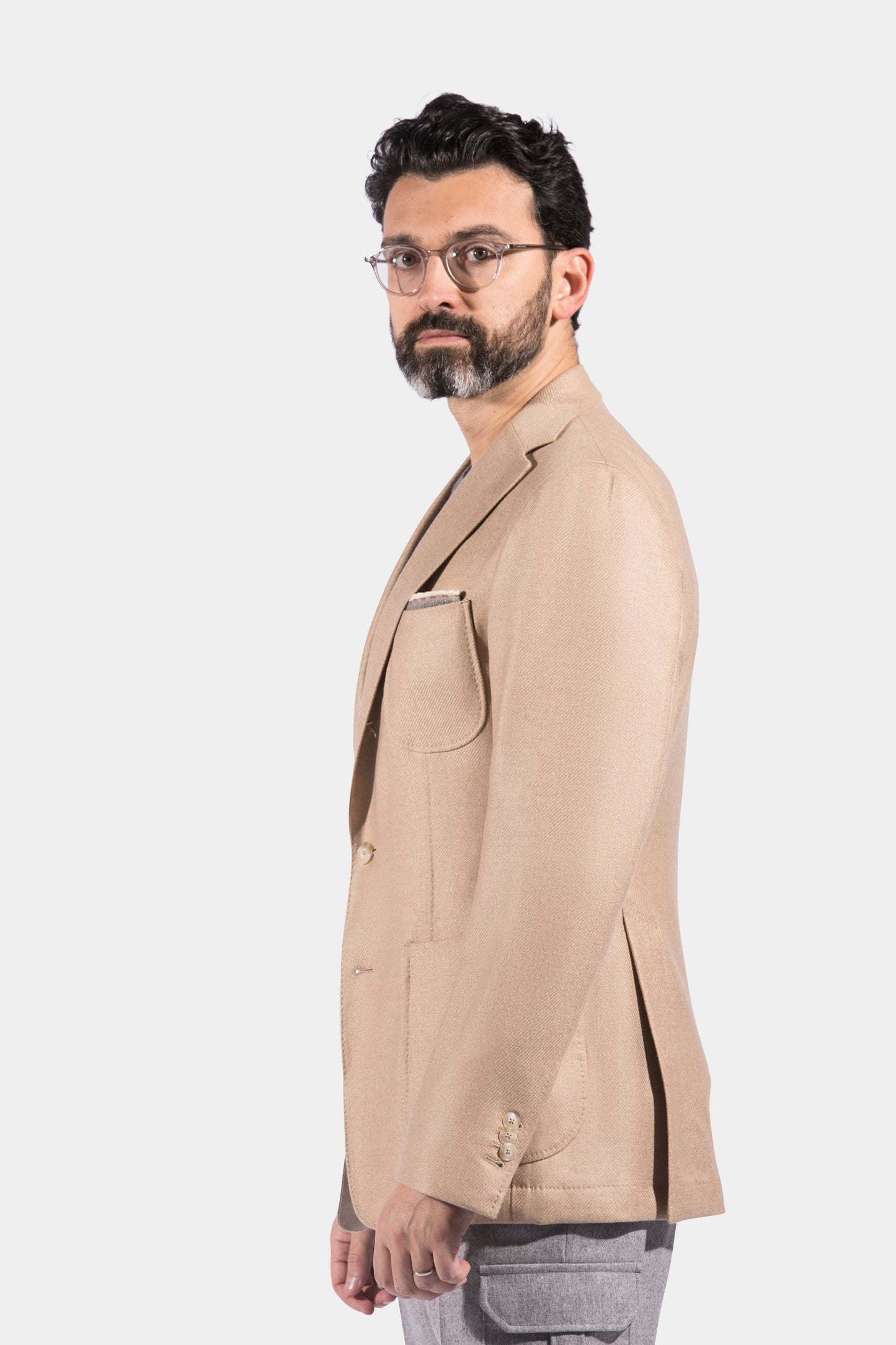 Notch Lapel, Patch Pockets, Sand, Jacket Only