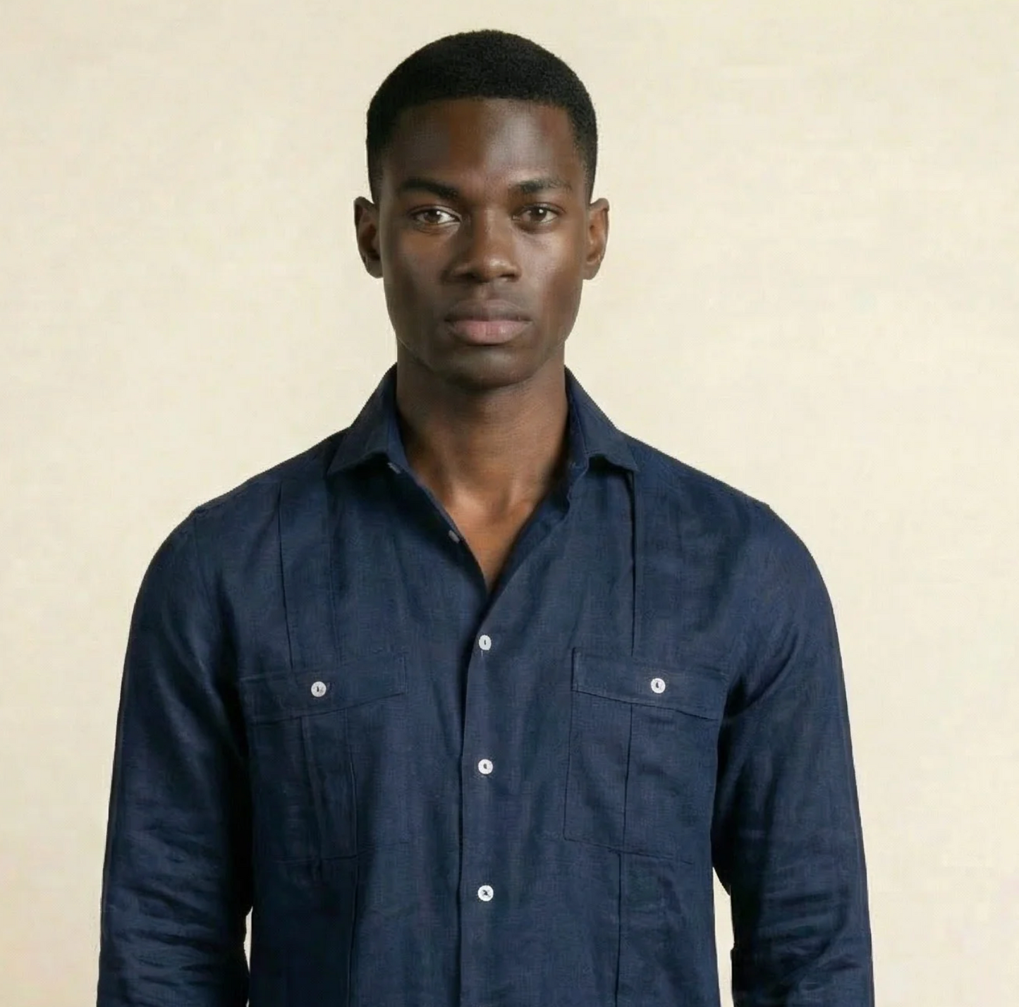 Cuban Shirt, Navy, Pure Linen
