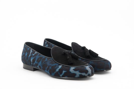 Belgian Slippers Wellington│Blue Leopard