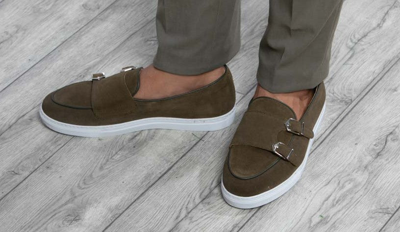 Suede Double Monk Belgian Sneakers │ Khaki