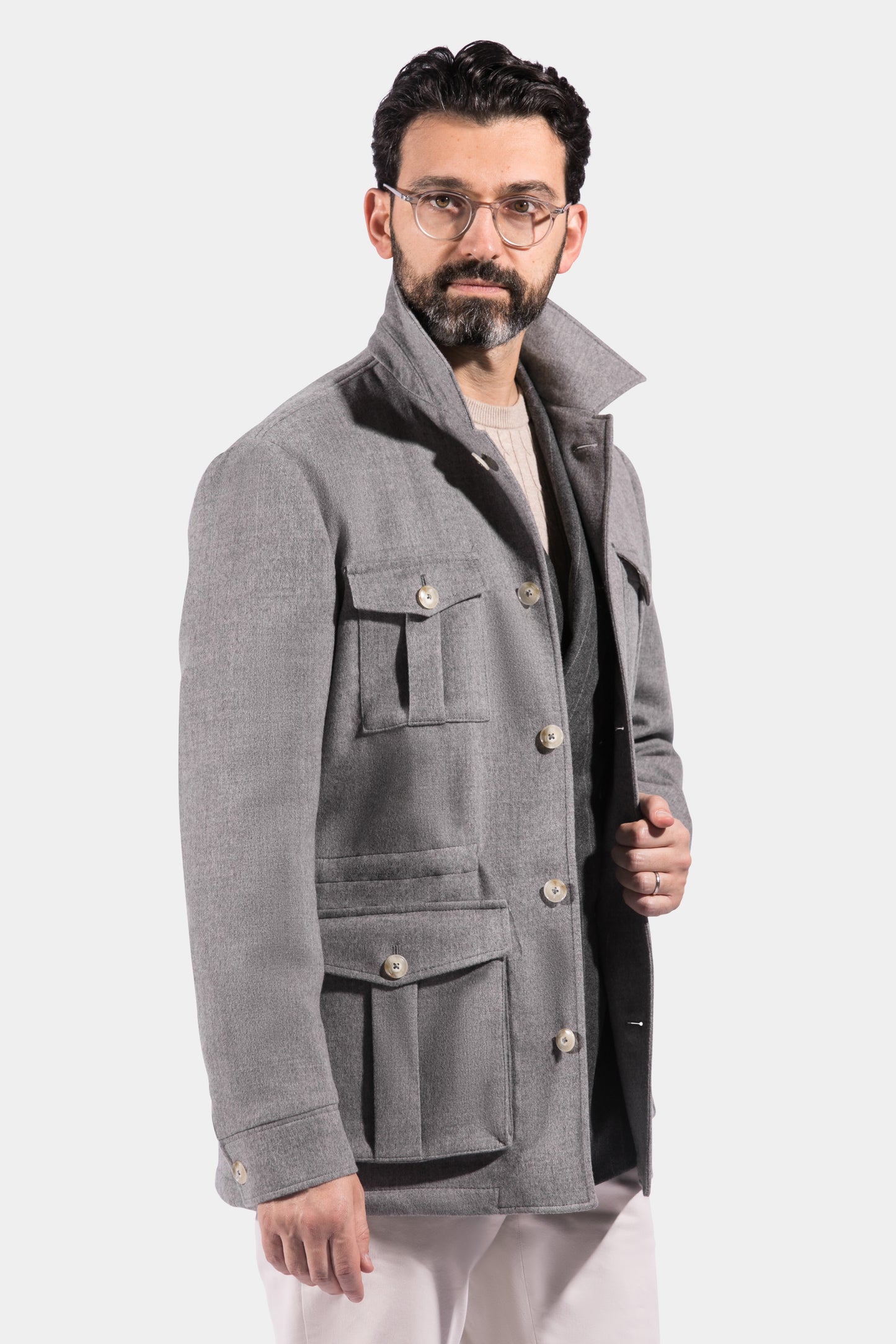 Safari Jacket, Light Grey, Loro Piana, Jacket Only