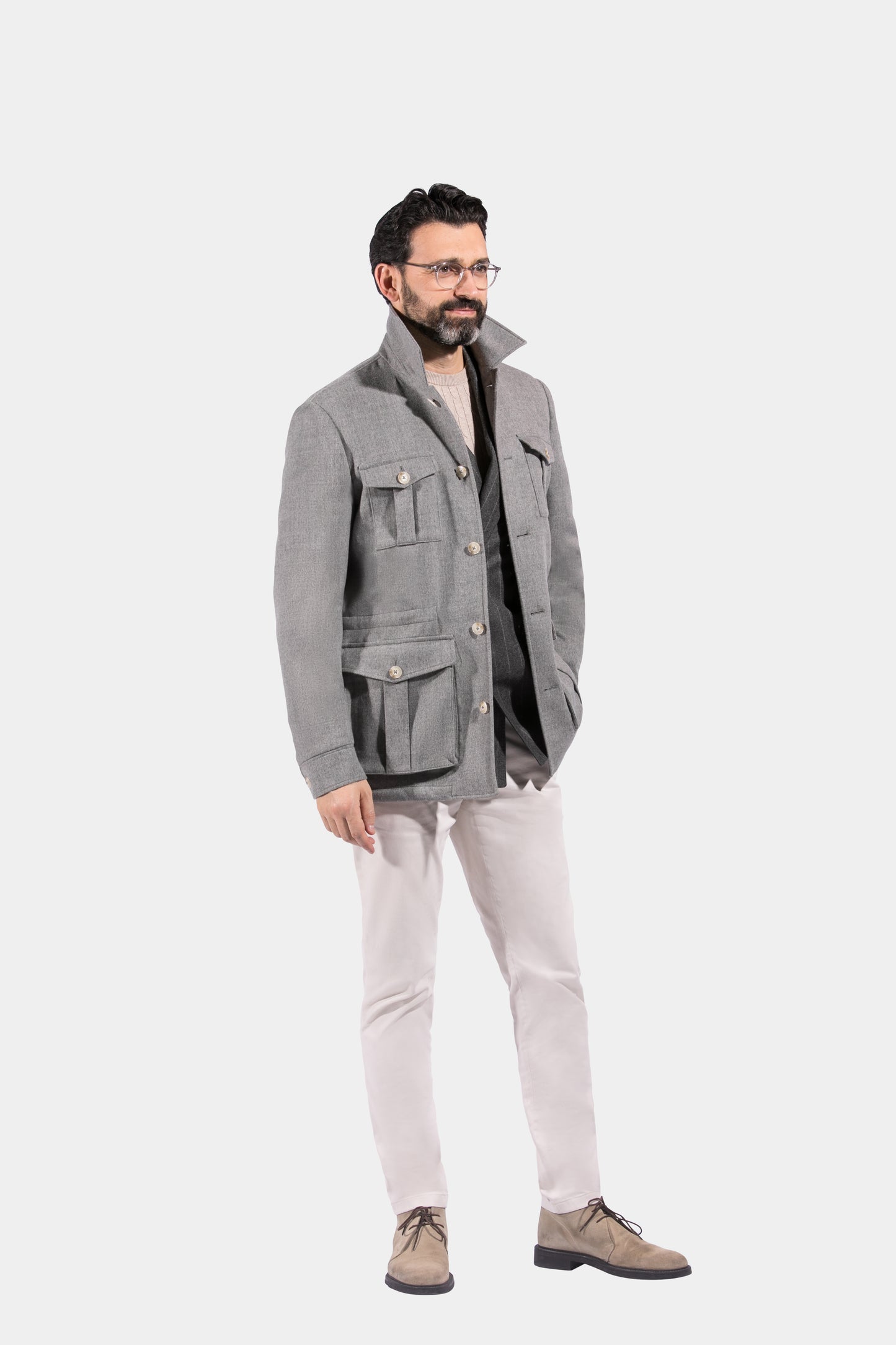 Safari Jacket, Light Grey, Loro Piana, Jacket Only
