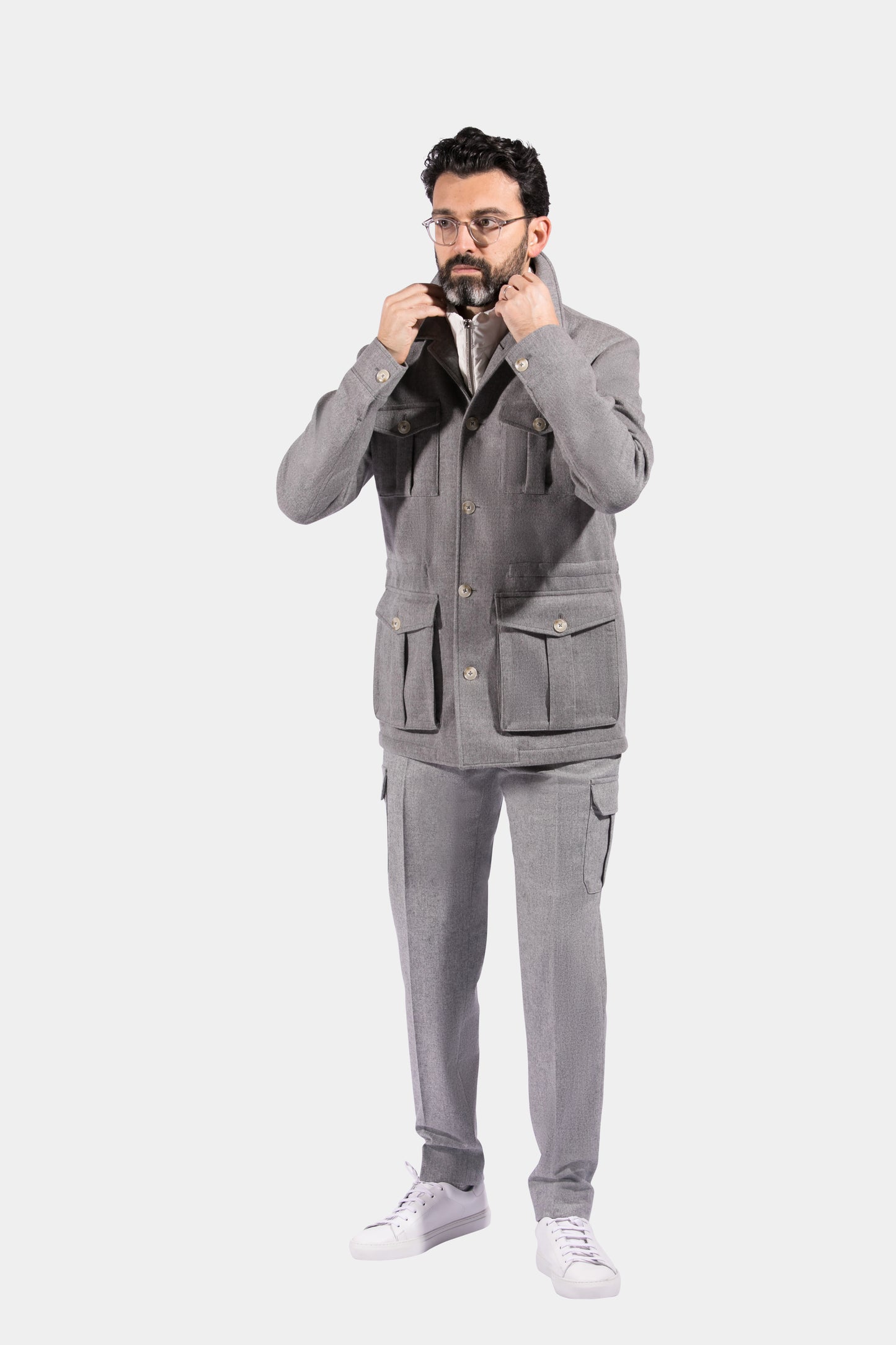 Safari Jacket, Light Grey, Loro Piana, Jacket Only
