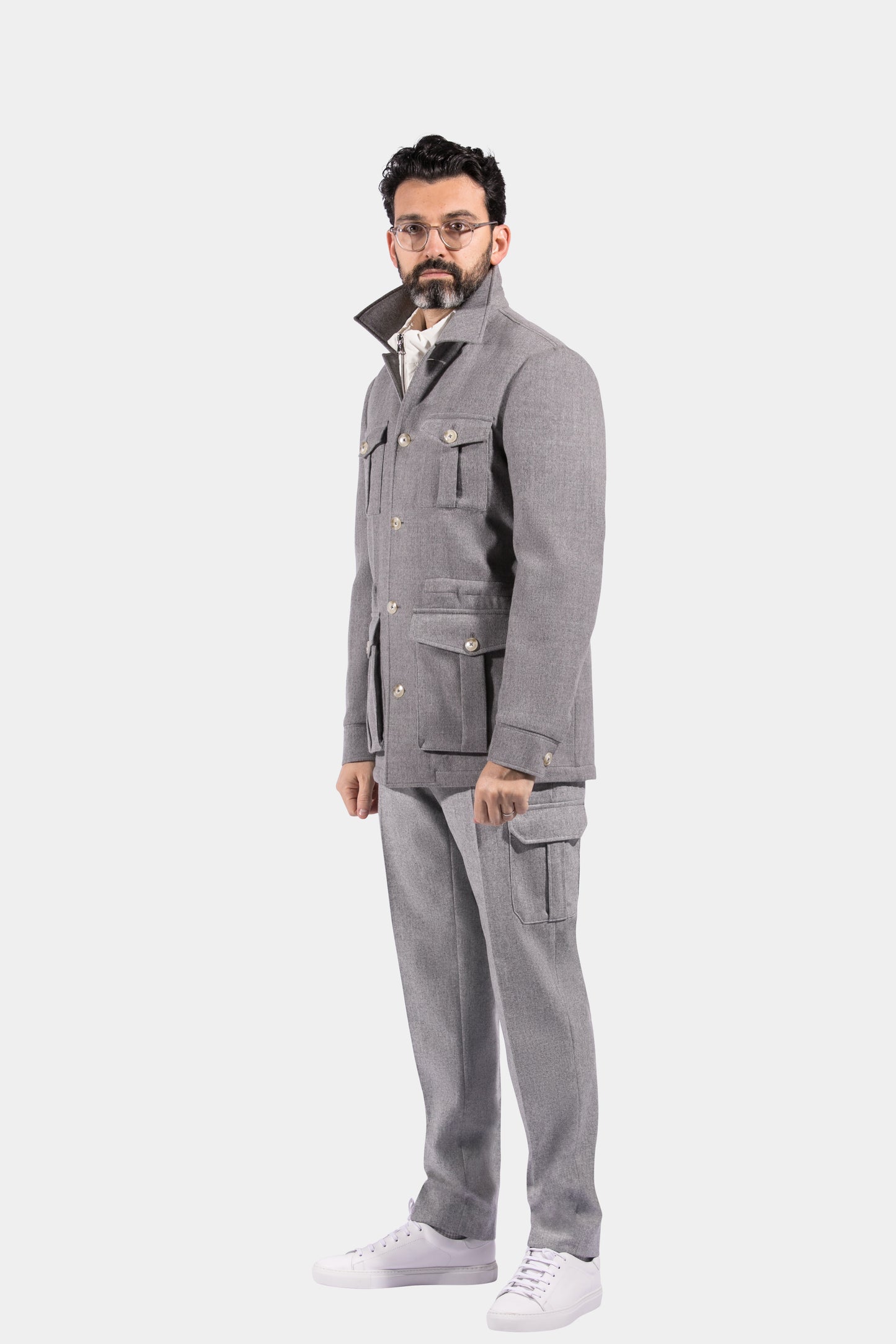 Safari Jacket, Light Grey, Loro Piana, Jacket Only