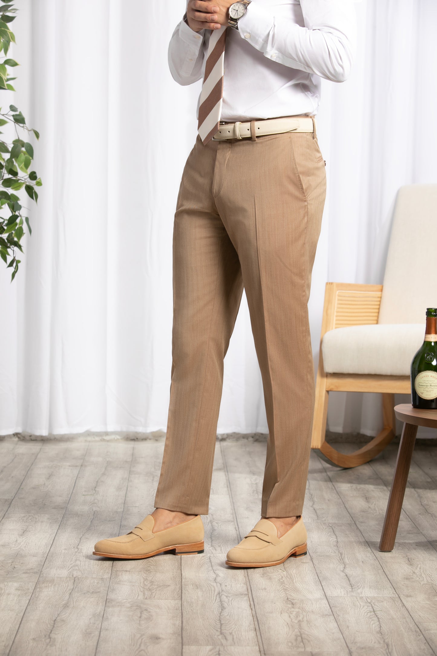 Peak Lapel, Camel Chevron Suit