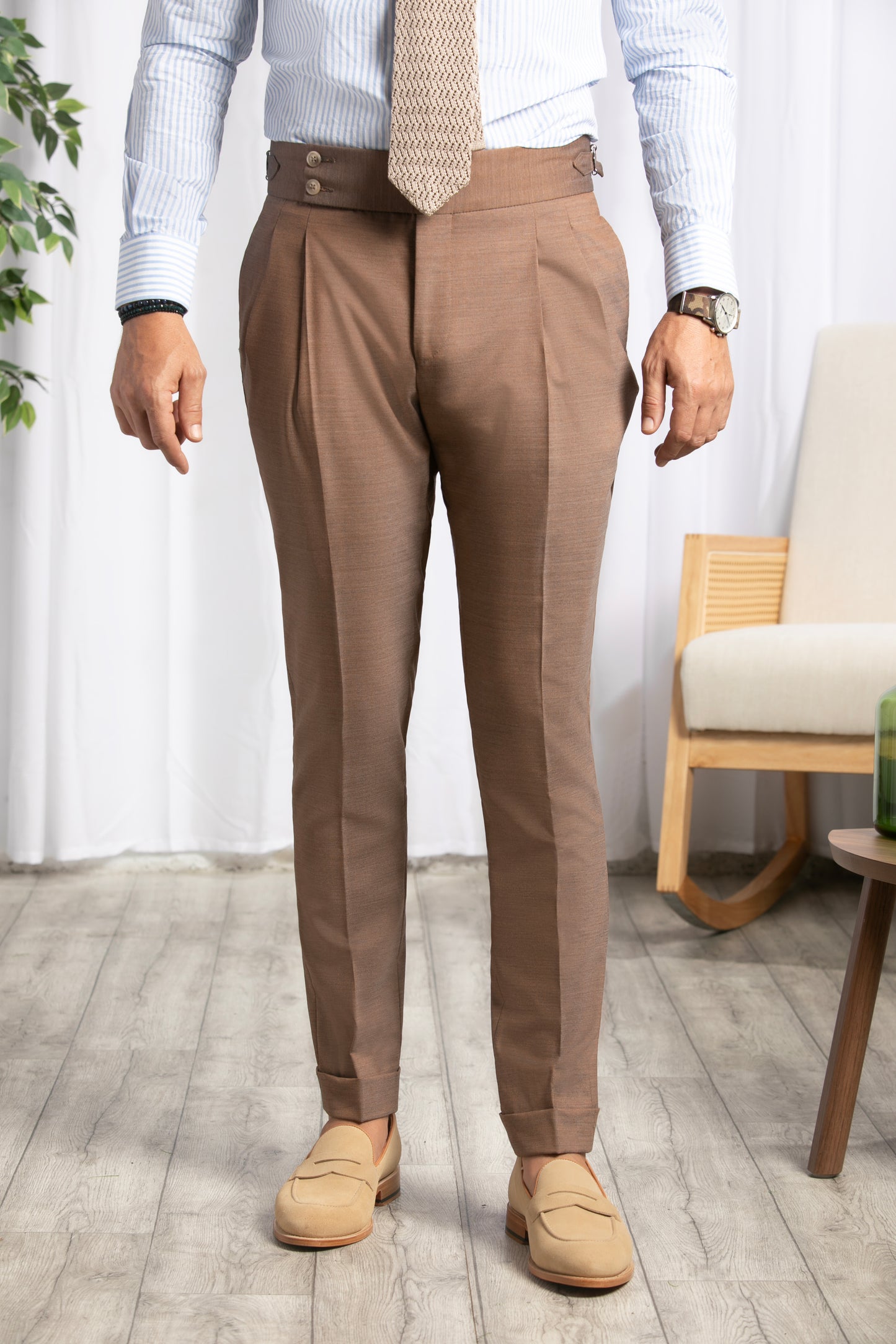 Peak Lapel Double Breasted 6 on 4, Brown Suit