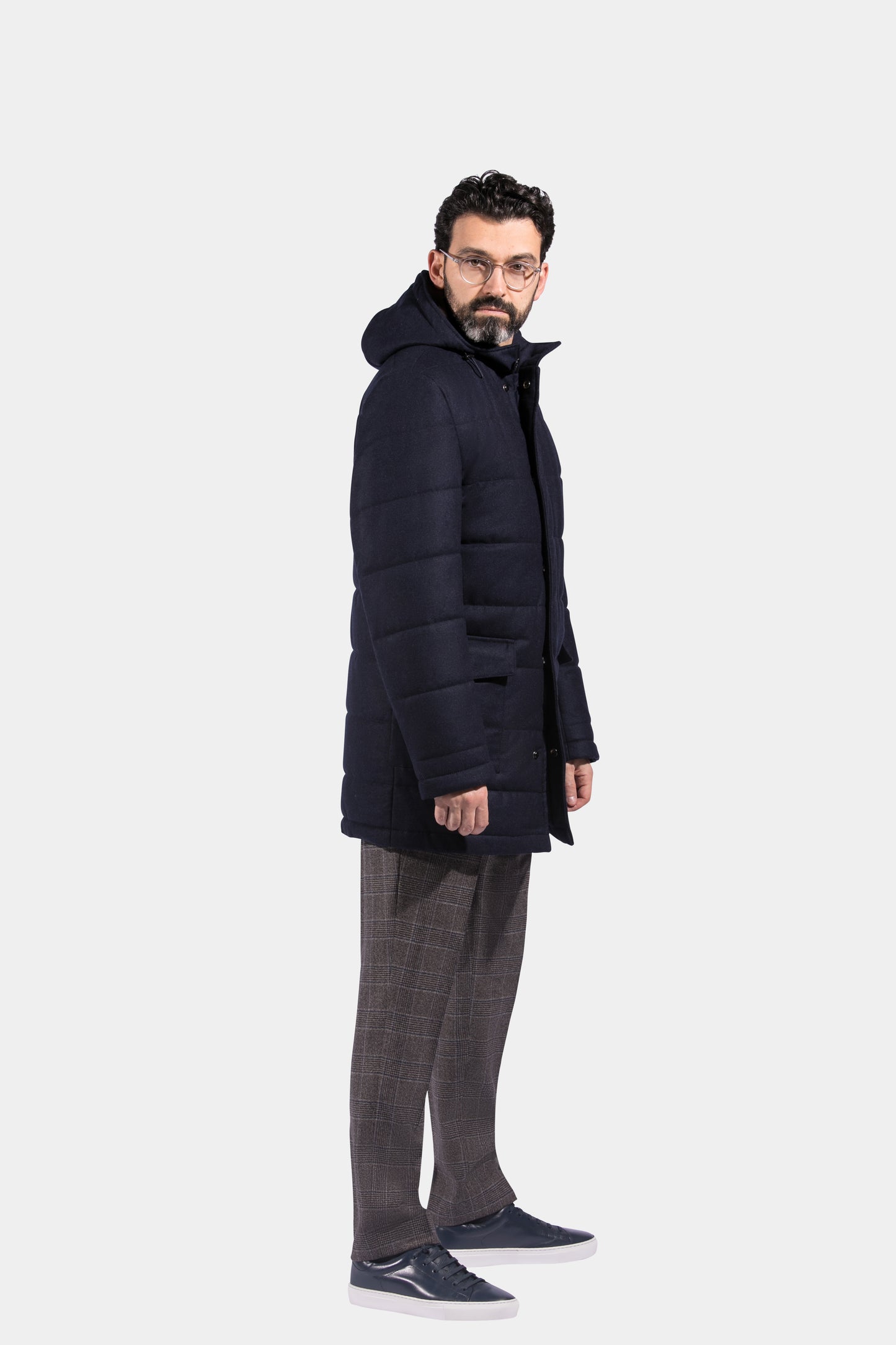 Quilted Parka Jacket, Navy, Vitale Barberis, Jacket Only