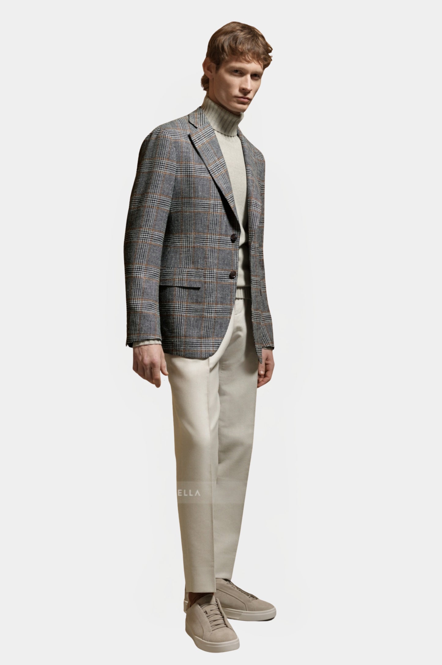 Notch Lapel, Grey Prince de Galles, Jacket Only